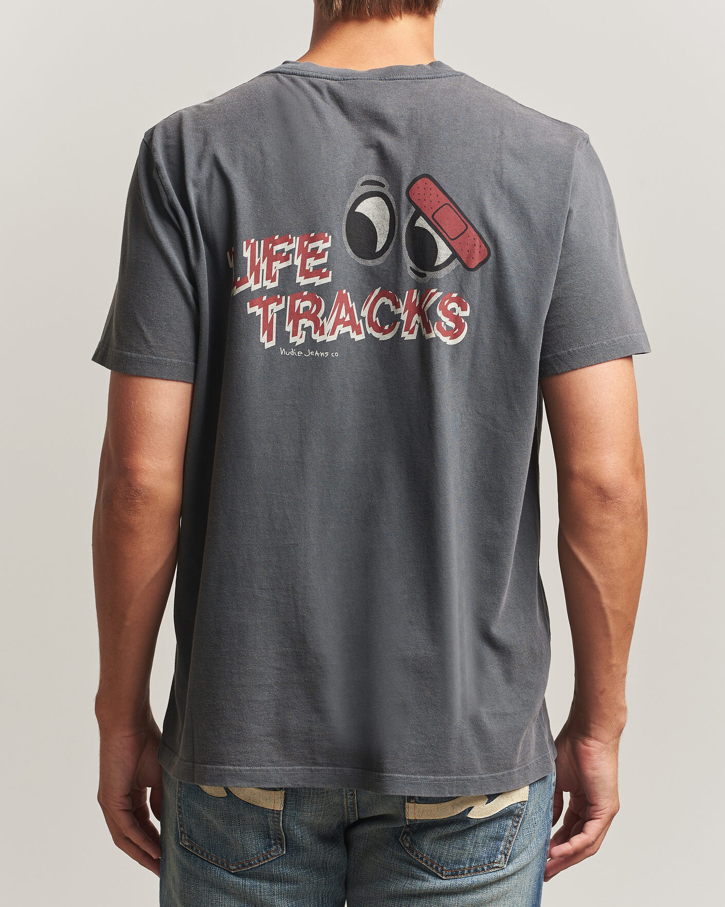 Uomini | T-shirt | Nudie Jeans | Roy Life Tracks T-Shirt Antracite