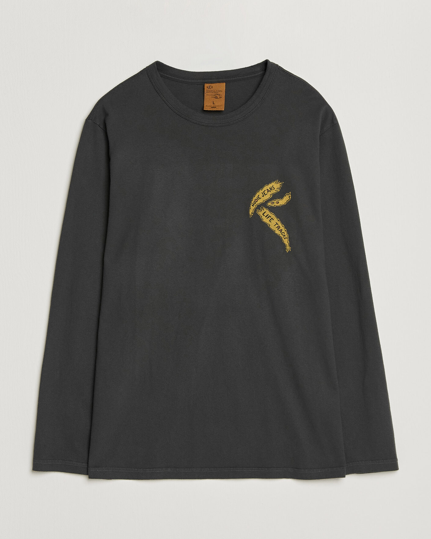 Uomini | T-shirt | Nudie Jeans | Rudi Life Tracks II Long Sleeved T-Shirt Antracite