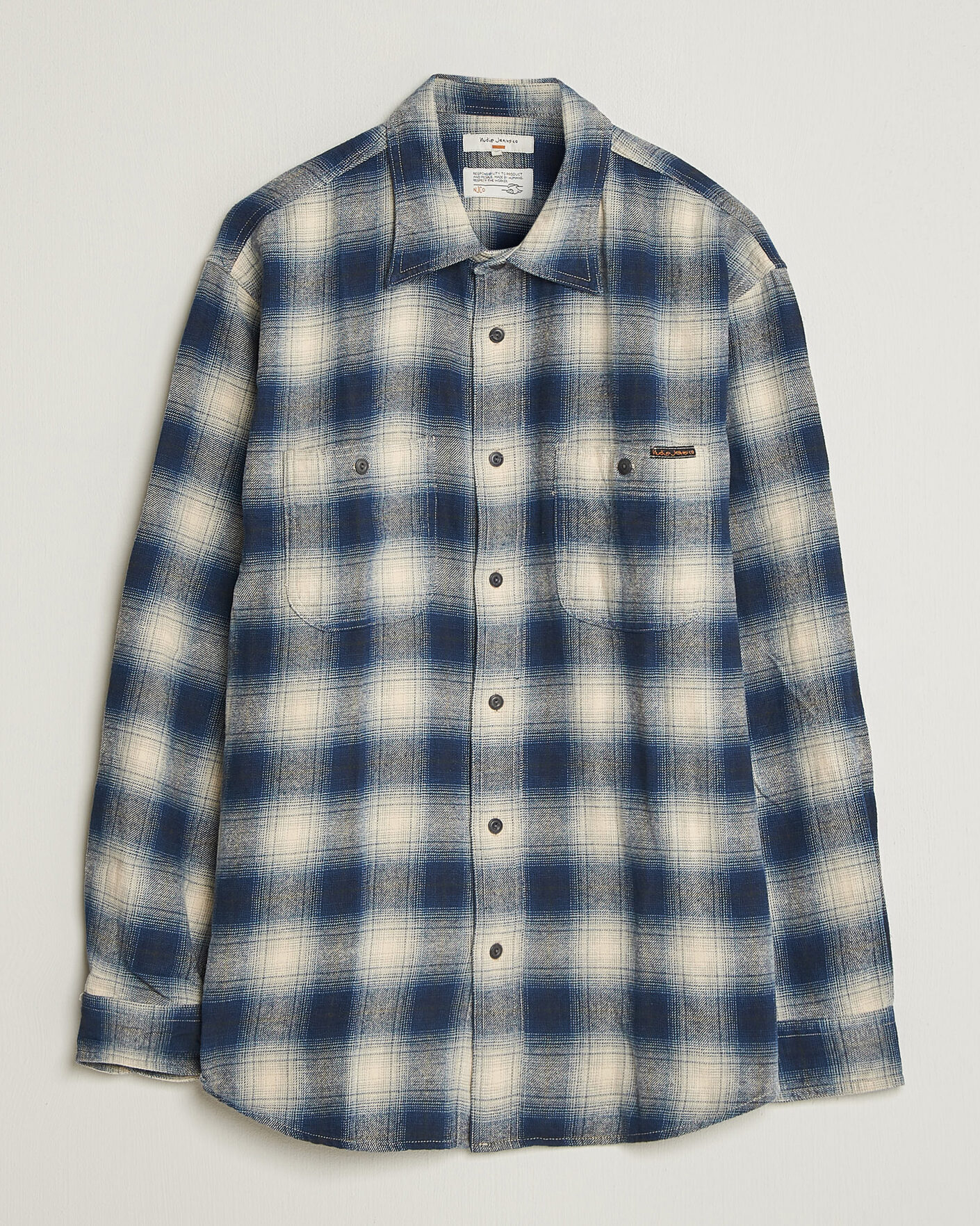 Uomini | Camicie | Nudie Jeans | Julian Worker Checked Shirt Blue