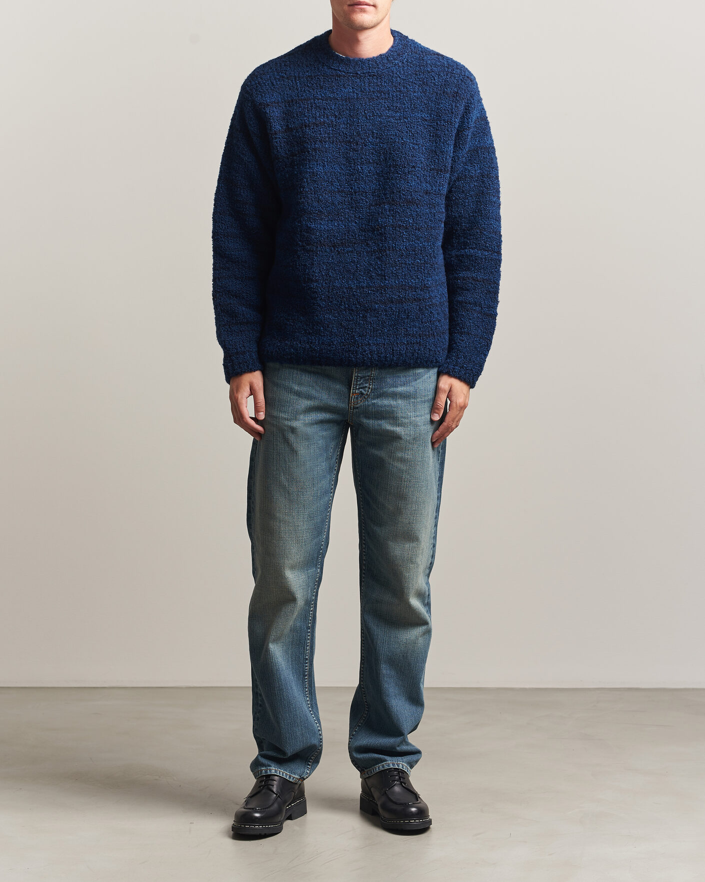 Uomini | Maglieria | Nudie Jeans | Gurra Bouclé Knitted Sweater Blue Multi