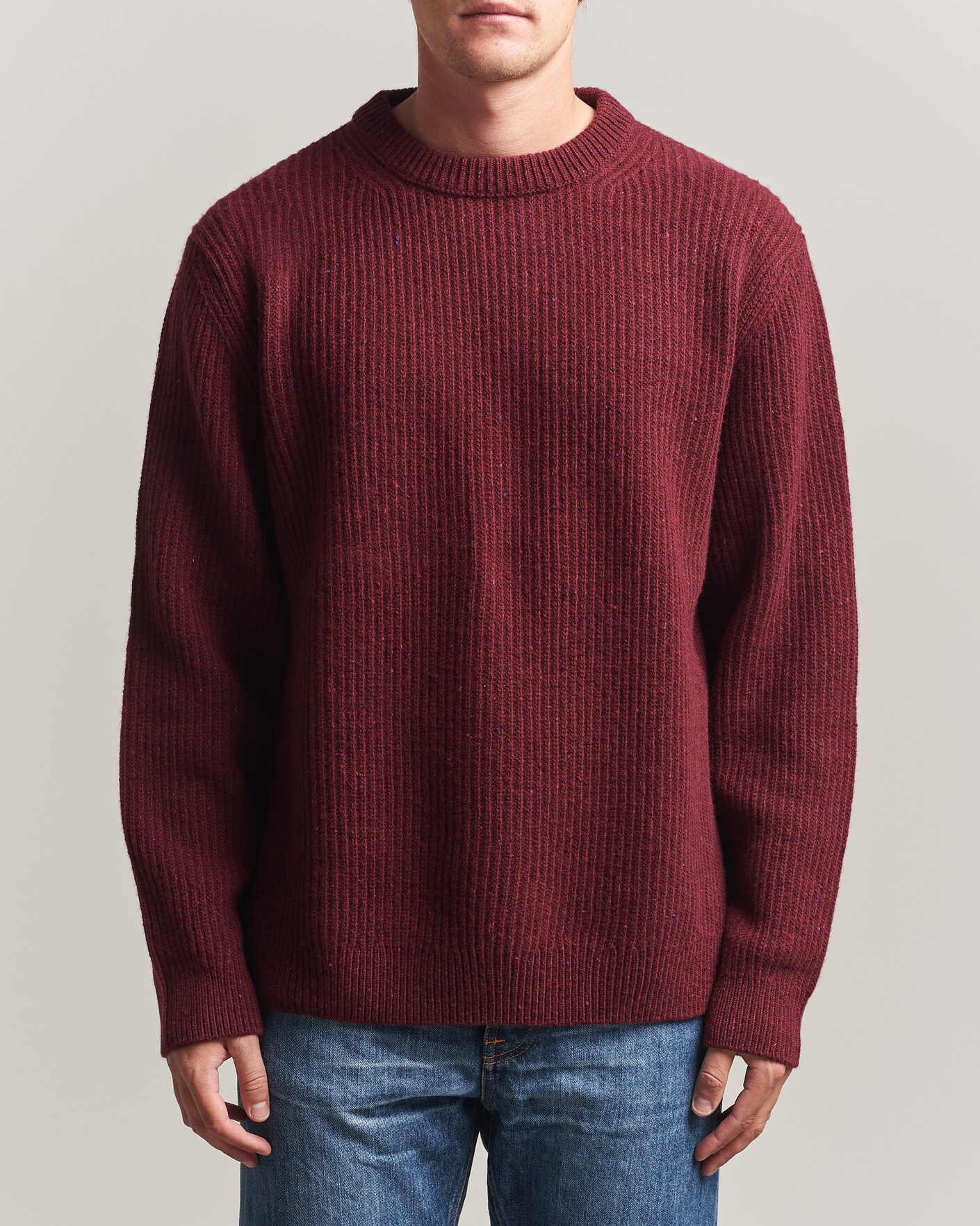 Uomini | Maglieria | Nudie Jeans | August Wool Rib Knitted Sweater Burgundy