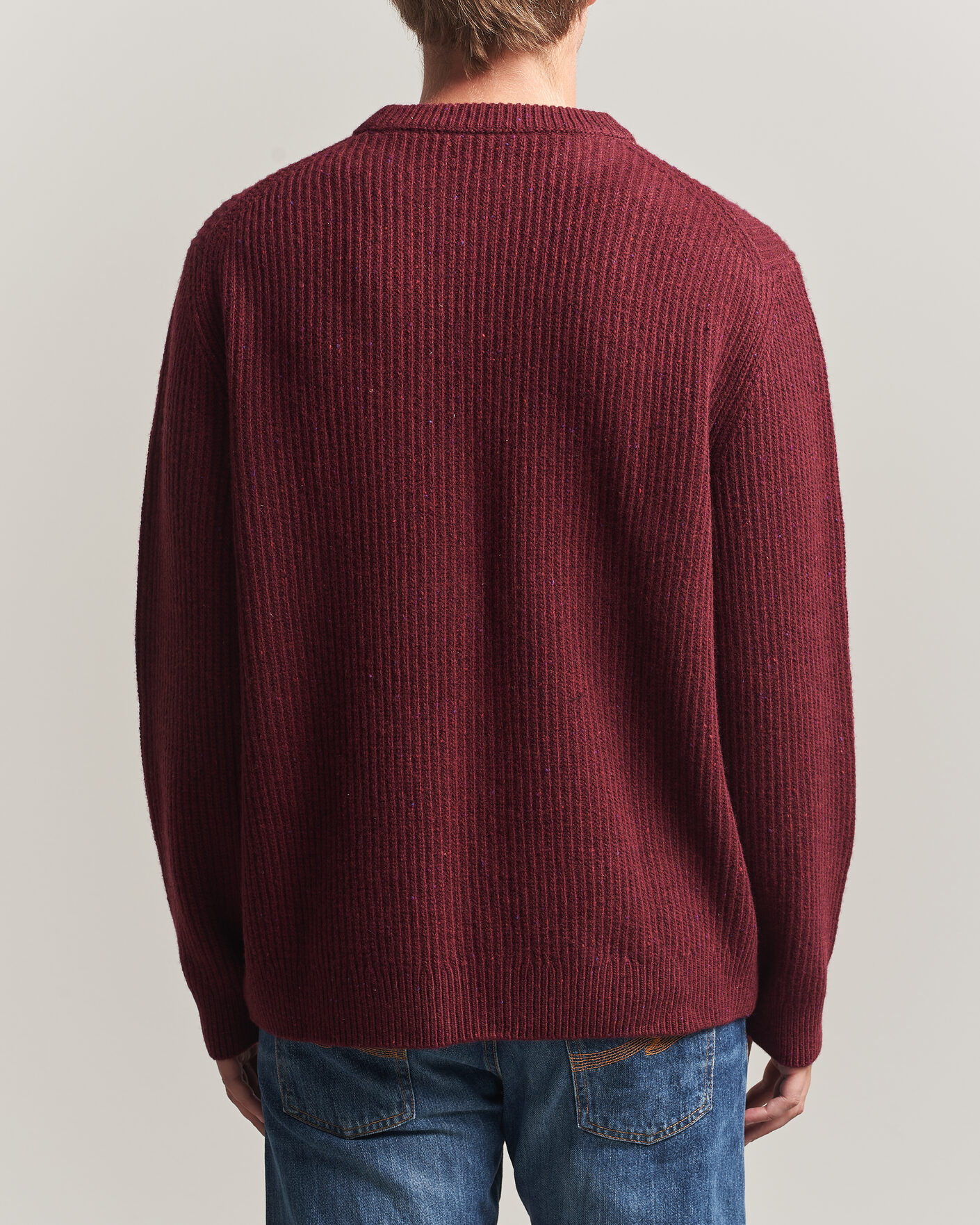 Uomini | Maglieria | Nudie Jeans | August Wool Rib Knitted Sweater Burgundy
