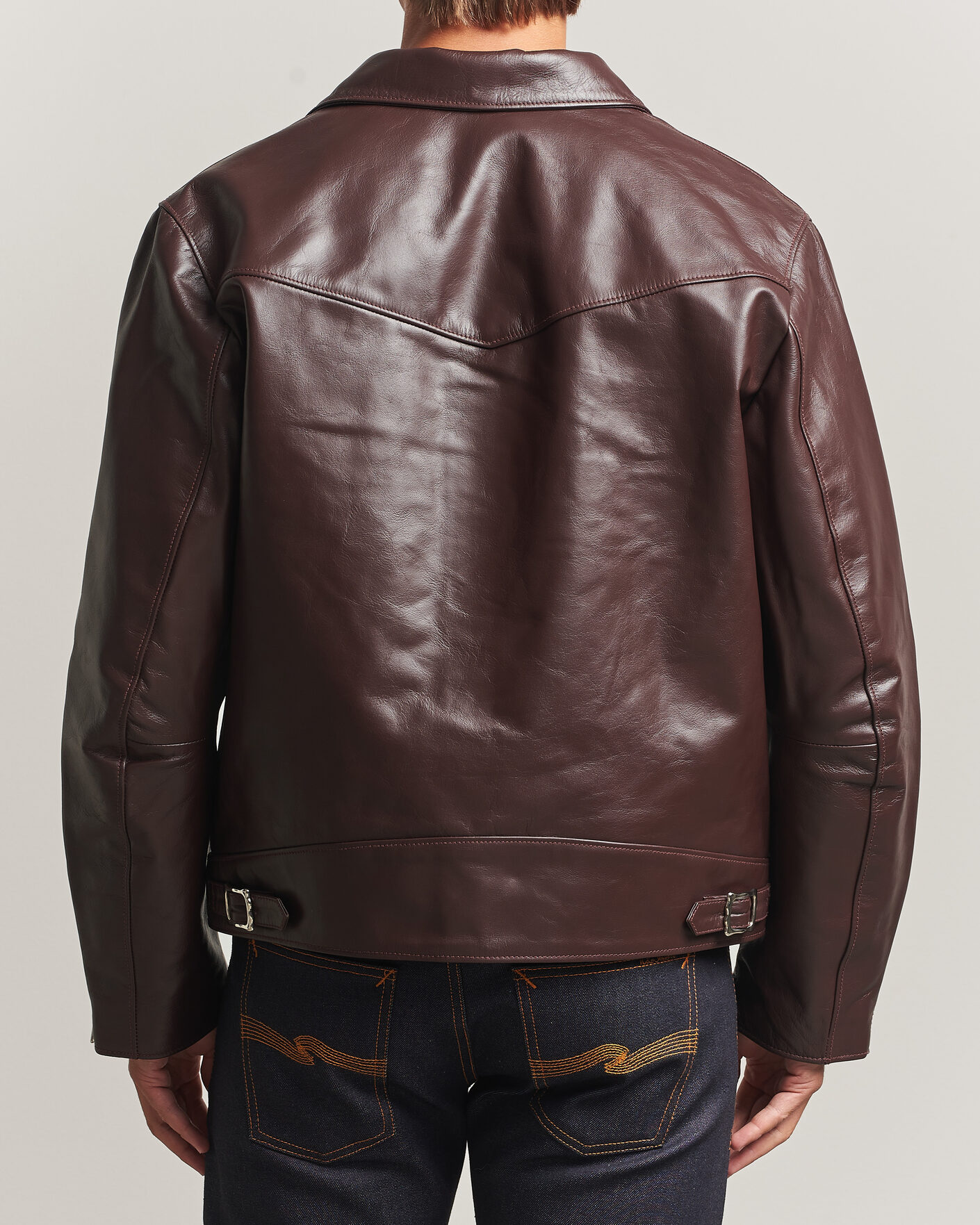 Uomini | Giacche | Nudie Jeans | Eddy Rider Leather Jacket Burgundy Brown
