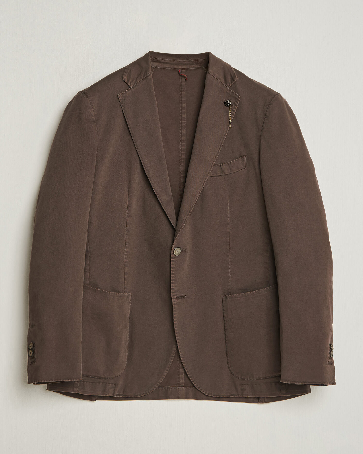 Uomini | Blazers | Santaniello | Washed Cotton Patch Pocket Blazer Brown