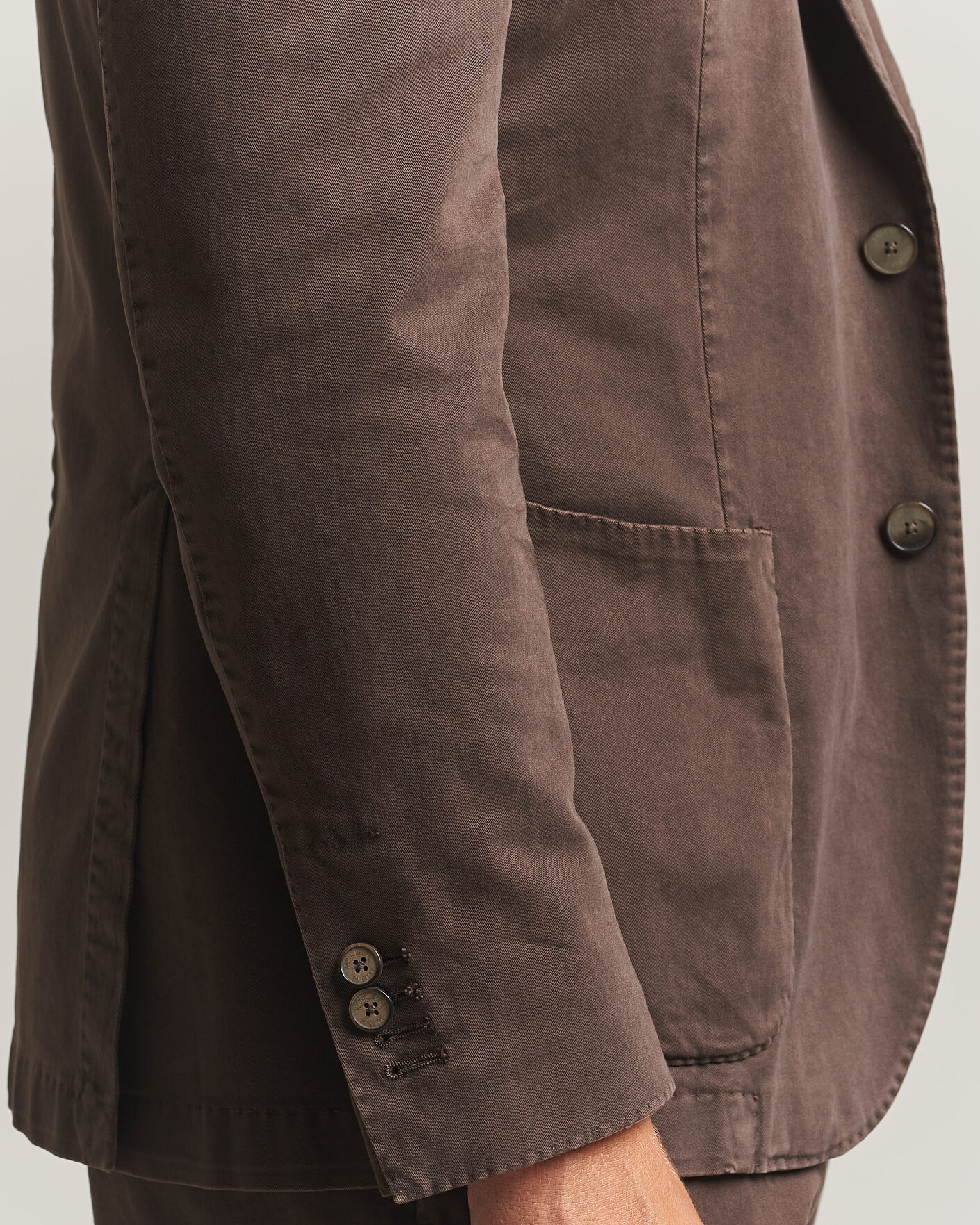 Uomini | Blazers | Santaniello | Washed Cotton Patch Pocket Blazer Brown