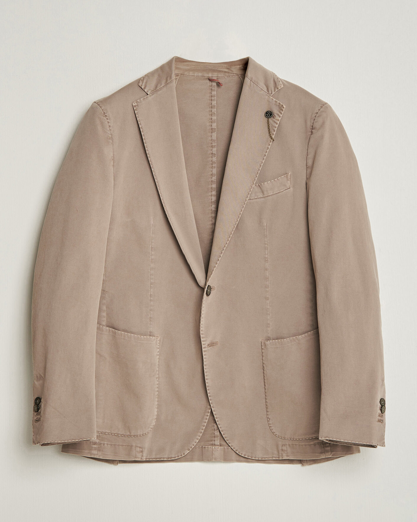 Uomini | Blazers | Santaniello | Washed Cotton Patch Pocket Blazer Taupe