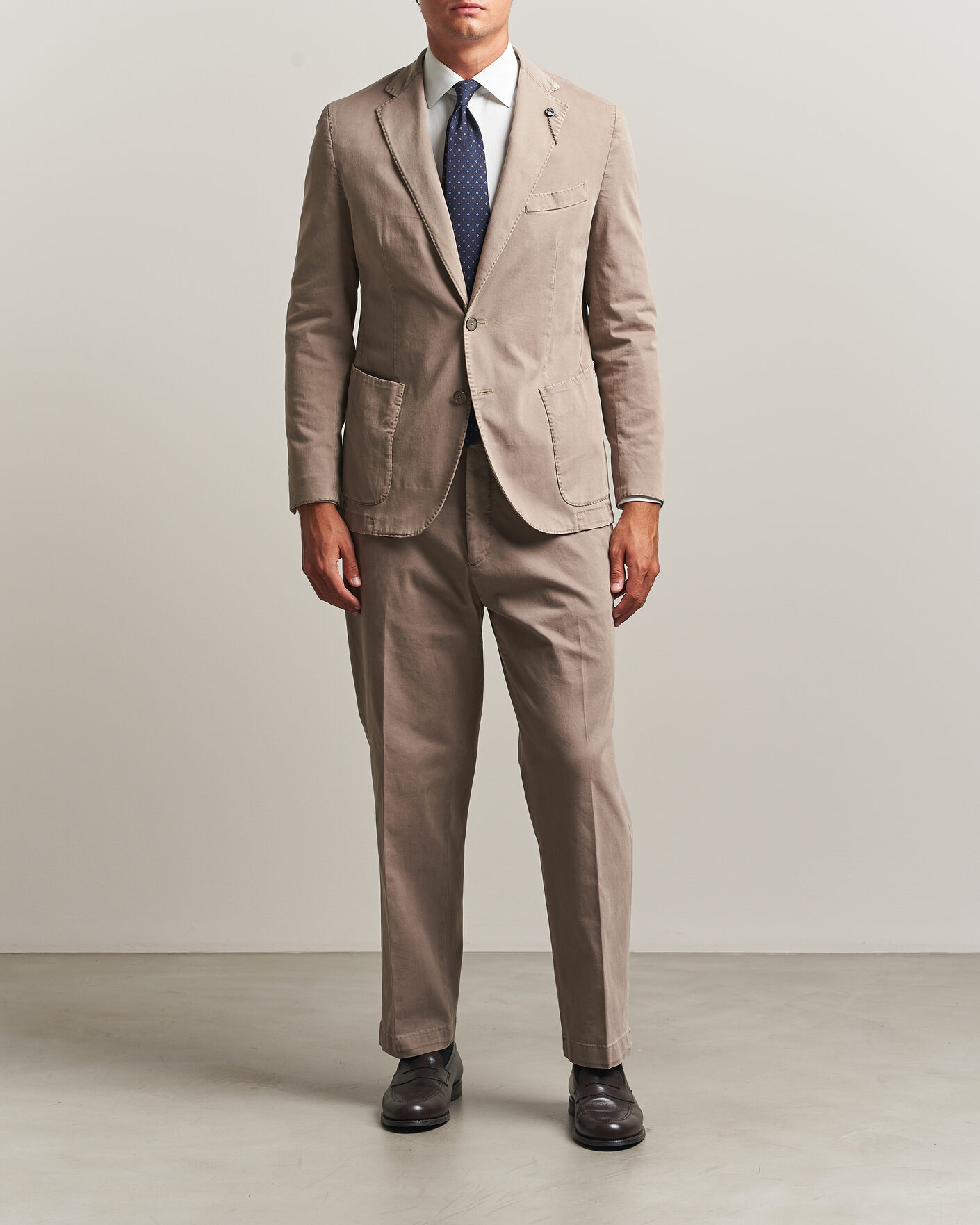 Uomini | Blazers | Santaniello | Washed Cotton Patch Pocket Blazer Taupe