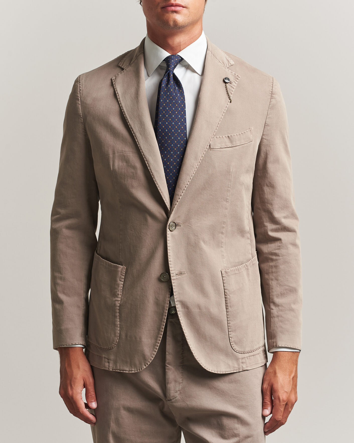 Uomini | Blazers | Santaniello | Washed Cotton Patch Pocket Blazer Taupe