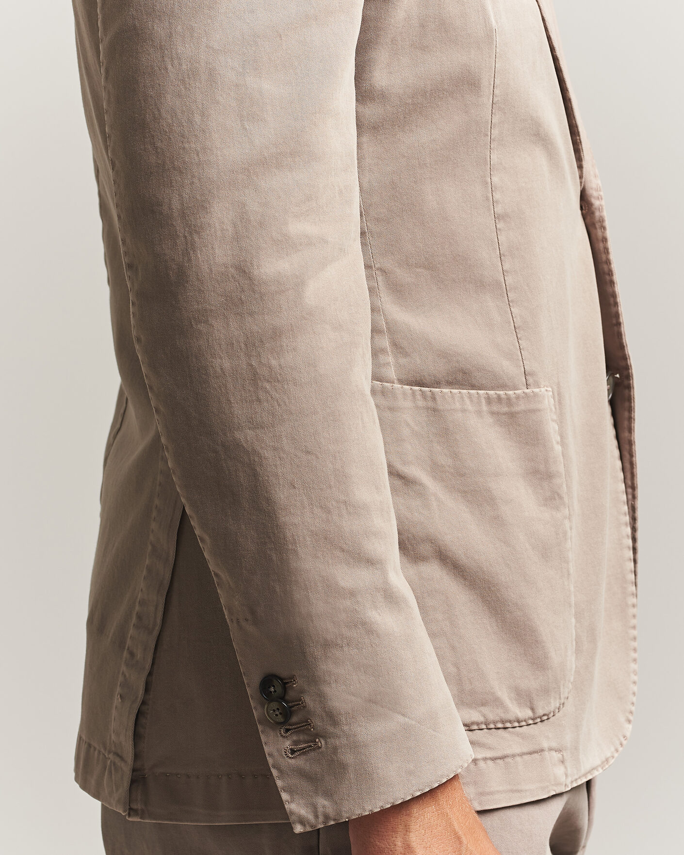 Uomini | Blazers | Santaniello | Washed Cotton Patch Pocket Blazer Taupe