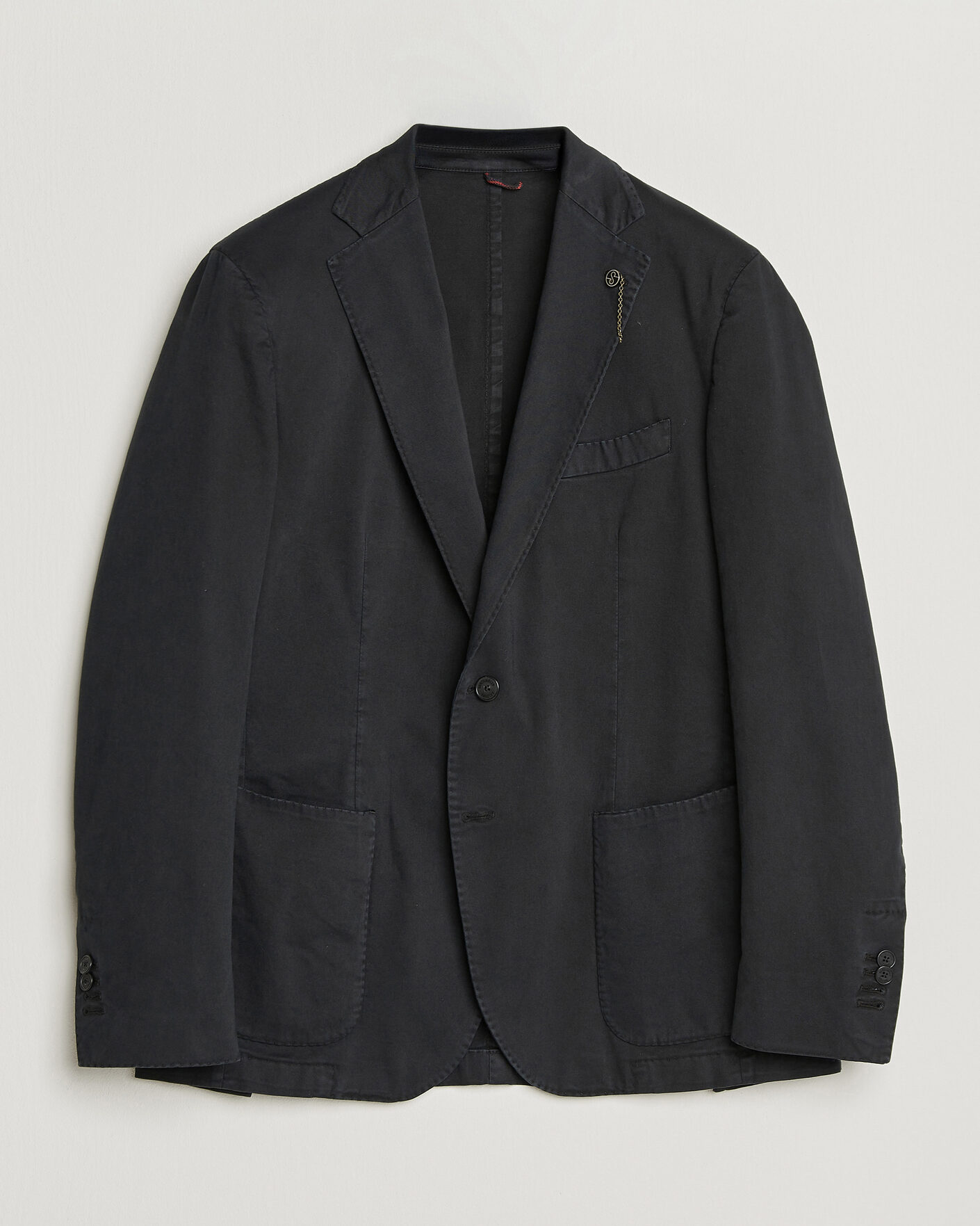 Uomini | Blazers | Santaniello | Washed Cotton Patch Pocket Blazer Black