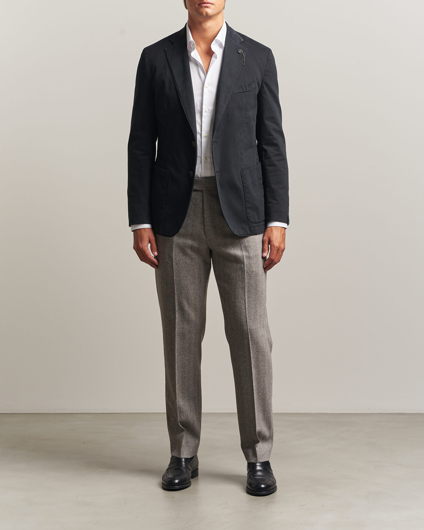 Uomini | Blazers | Santaniello | Washed Cotton Patch Pocket Blazer Black