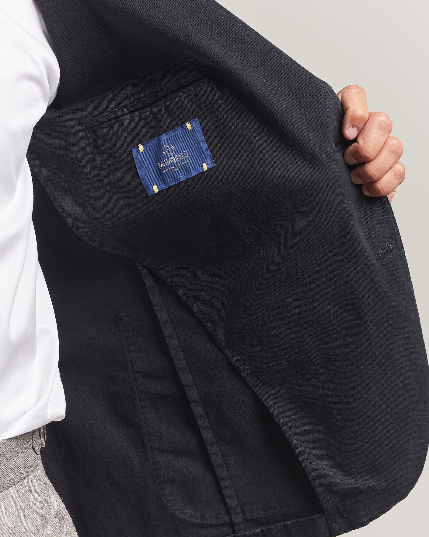 Uomini | Blazers | Santaniello | Washed Cotton Patch Pocket Blazer Black
