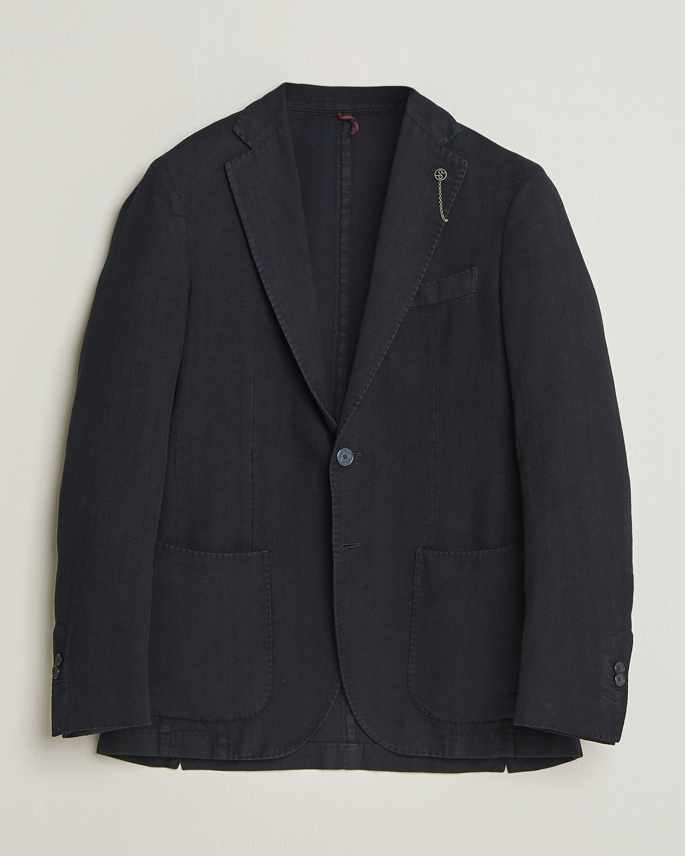 Uomini | Blazers | Santaniello | Soft Touch Cotton Herringbone Blazer Navy