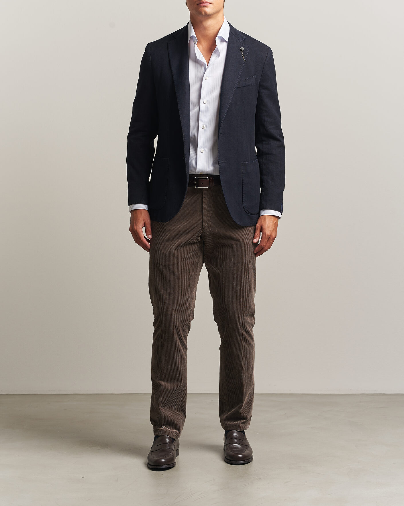 Uomini | Blazers | Santaniello | Soft Touch Cotton Herringbone Blazer Navy