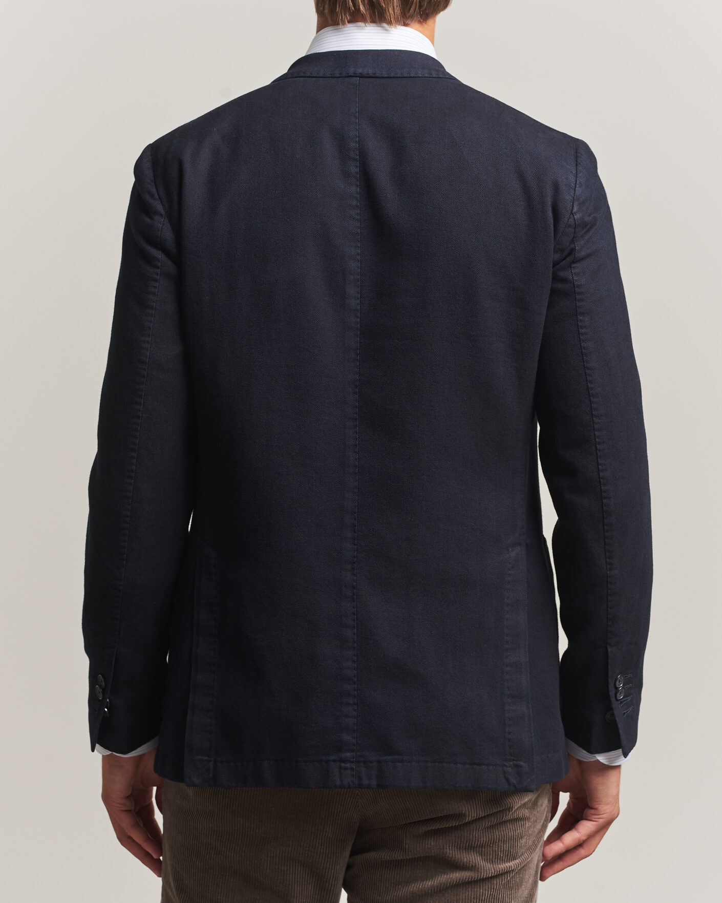 Uomini | Blazers | Santaniello | Soft Touch Cotton Herringbone Blazer Navy