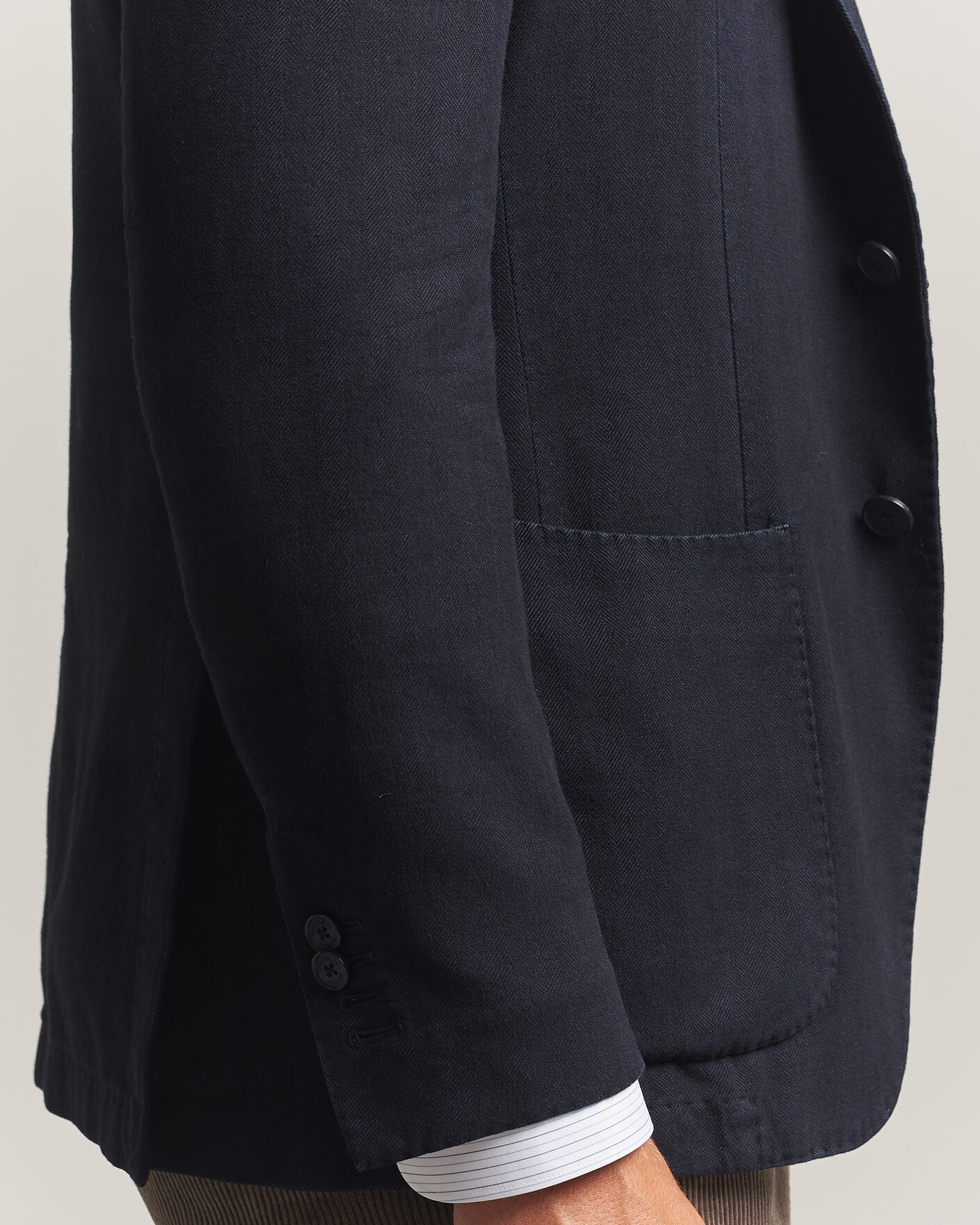 Uomini | Blazers | Santaniello | Soft Touch Cotton Herringbone Blazer Navy