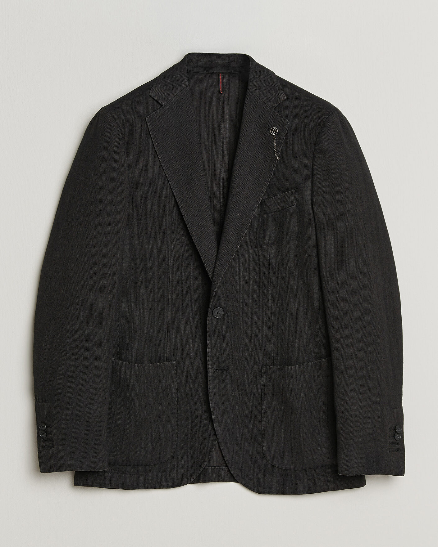 Uomini | Blazers | Santaniello | Soft Touch Cotton Herringbone Blazer Black