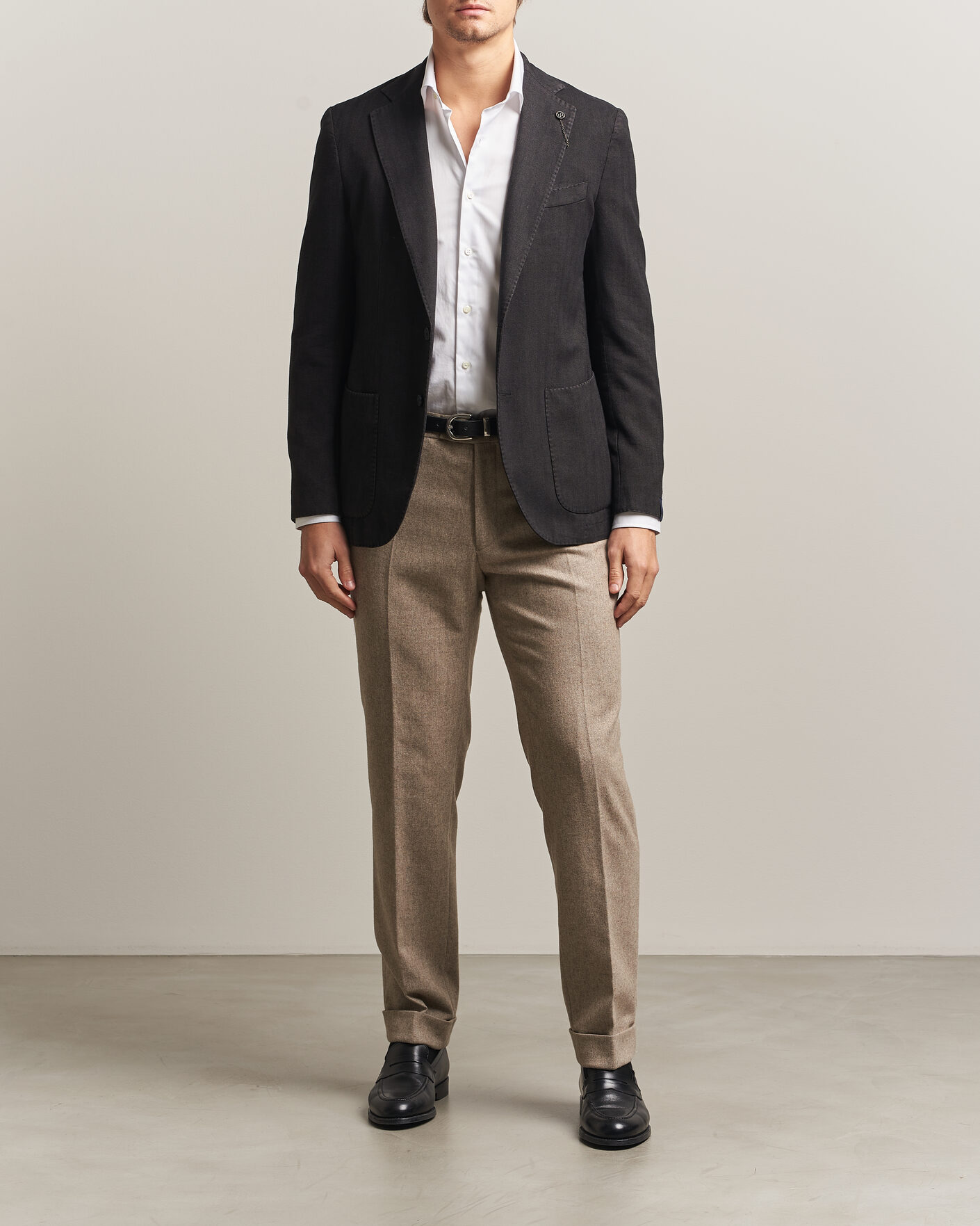 Uomini | Blazers | Santaniello | Soft Touch Cotton Herringbone Blazer Black