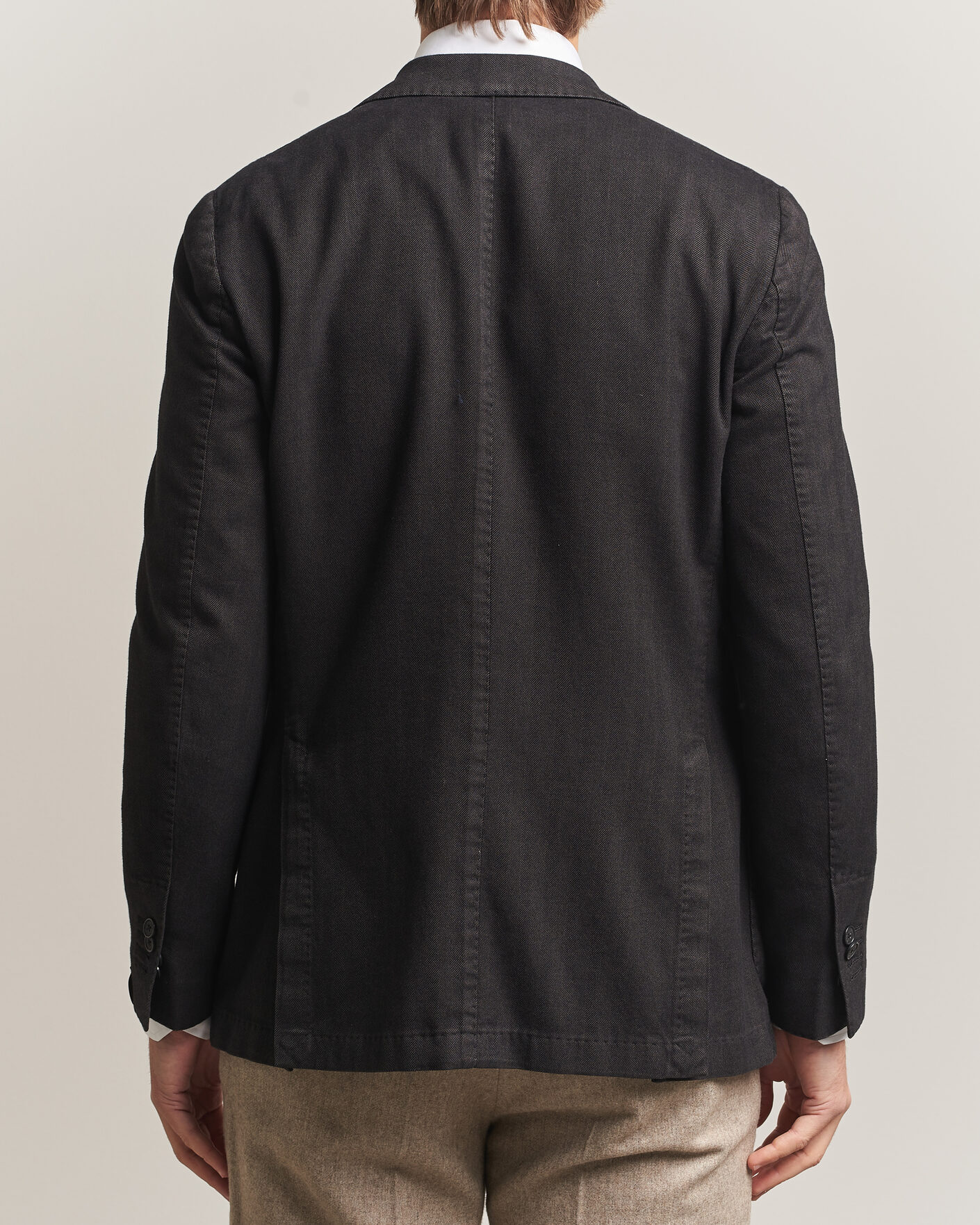 Uomini | Blazers | Santaniello | Soft Touch Cotton Herringbone Blazer Black