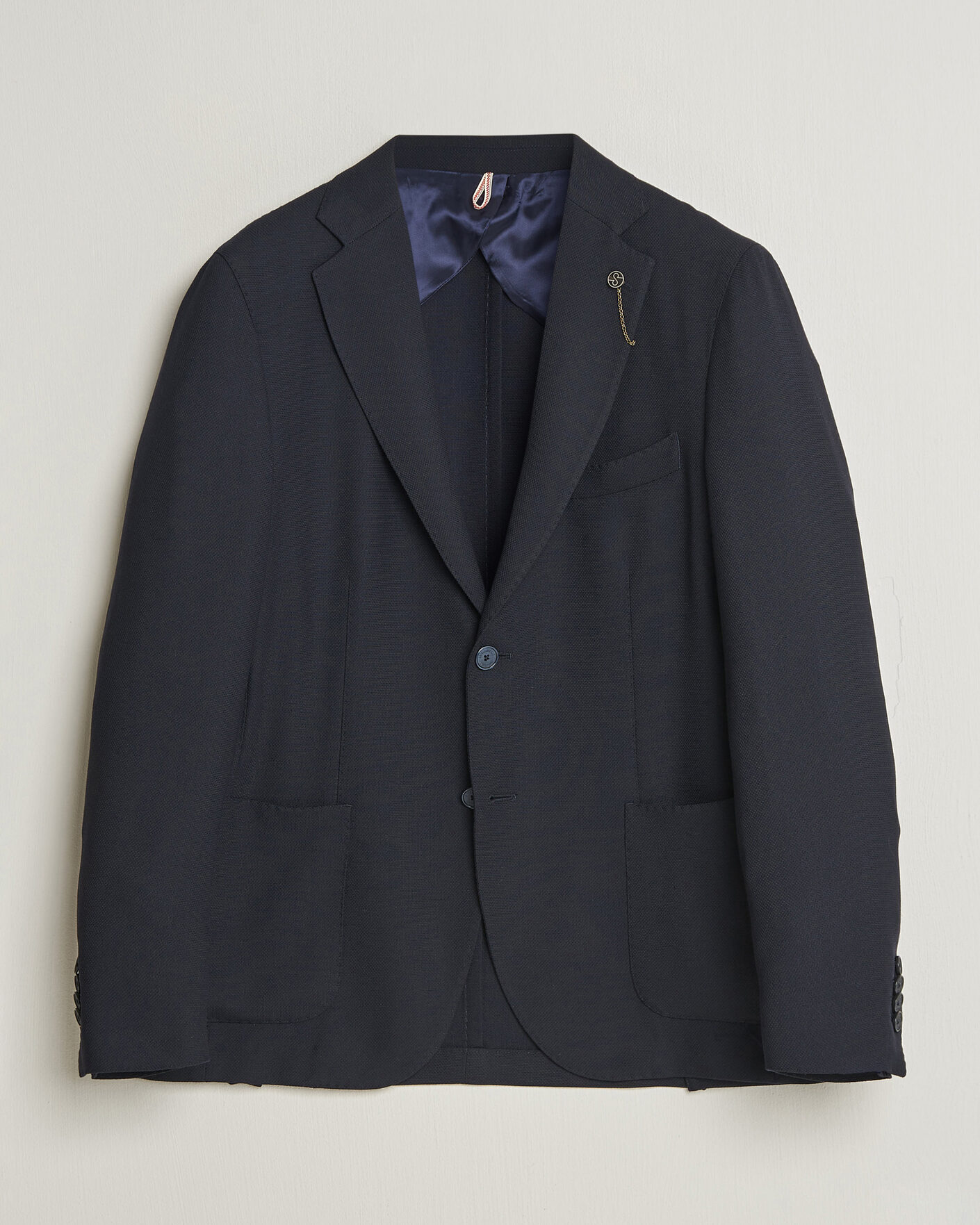 Uomini | Blazers | Santaniello | Wool Mini Hopsack Blazer Navy