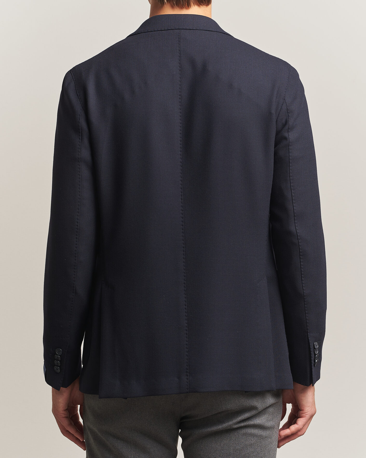 Uomini | Blazers | Santaniello | Wool Mini Hopsack Blazer Navy