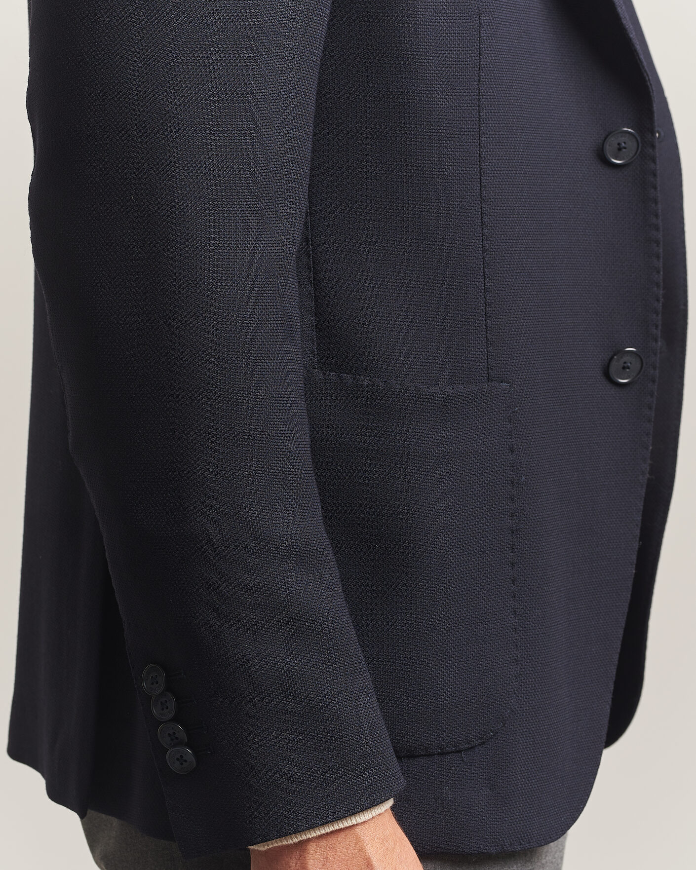 Uomini | Blazers | Santaniello | Wool Mini Hopsack Blazer Navy
