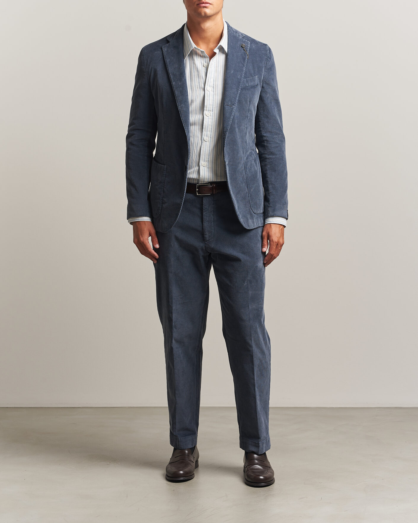 Uomini | Blazers | Santaniello | Corduroy Patch Pocket Blazer Iron Blue