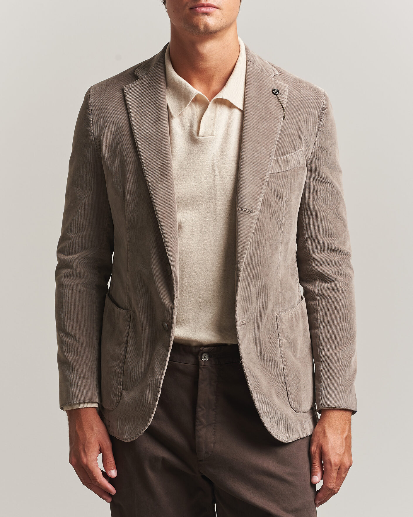 Uomini | Blazers | Santaniello | Corduroy Patch Pocket Blazer Taupe