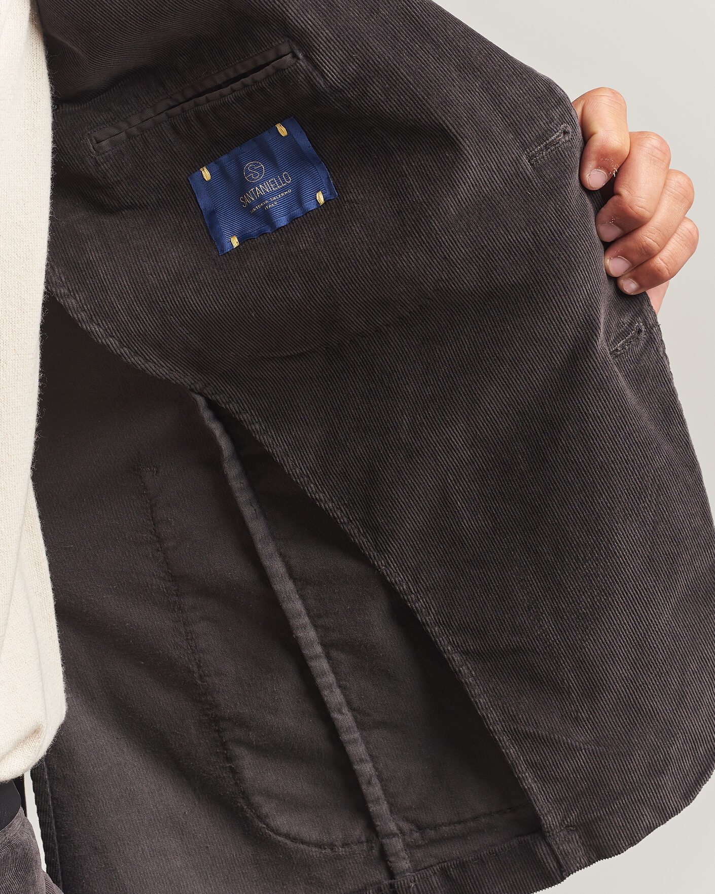 Uomini | Blazers | Santaniello | Corduroy Patch Pocket Blazer Dark Grey