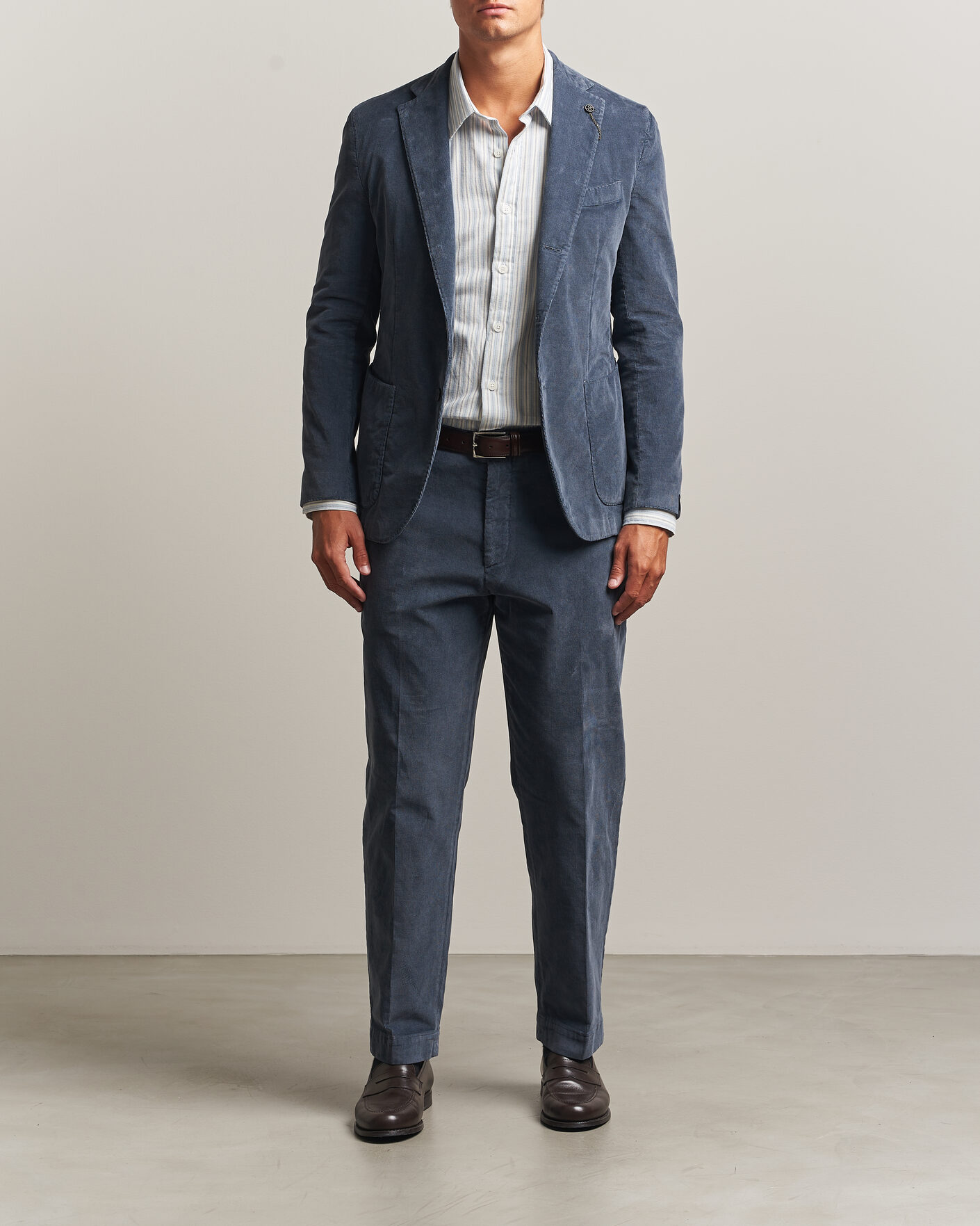 Uomini | Pantaloni | Santaniello | Corduroy Trousers Iron Blue