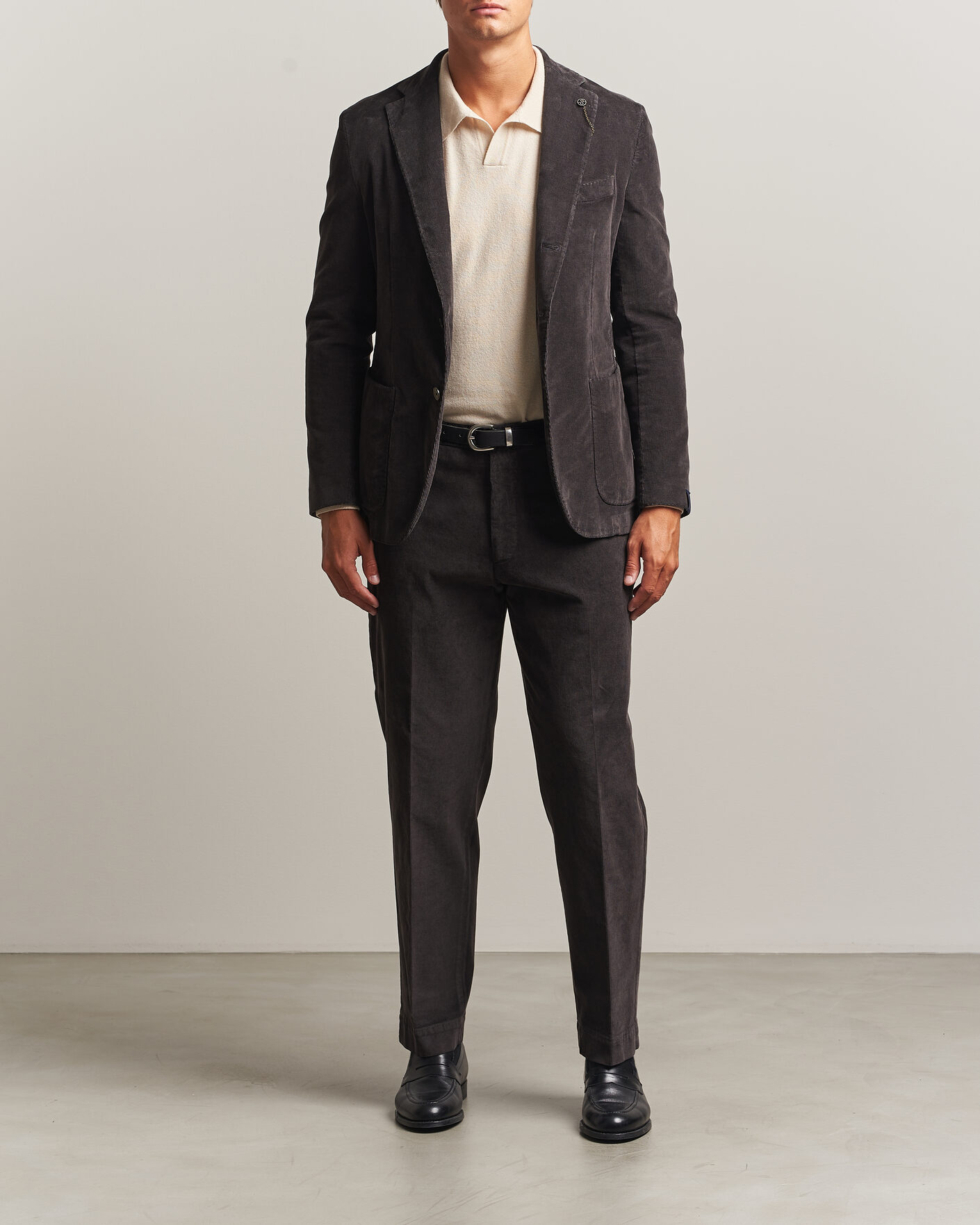 Uomini | Pantaloni | Santaniello | Corduroy Trousers Dark Grey