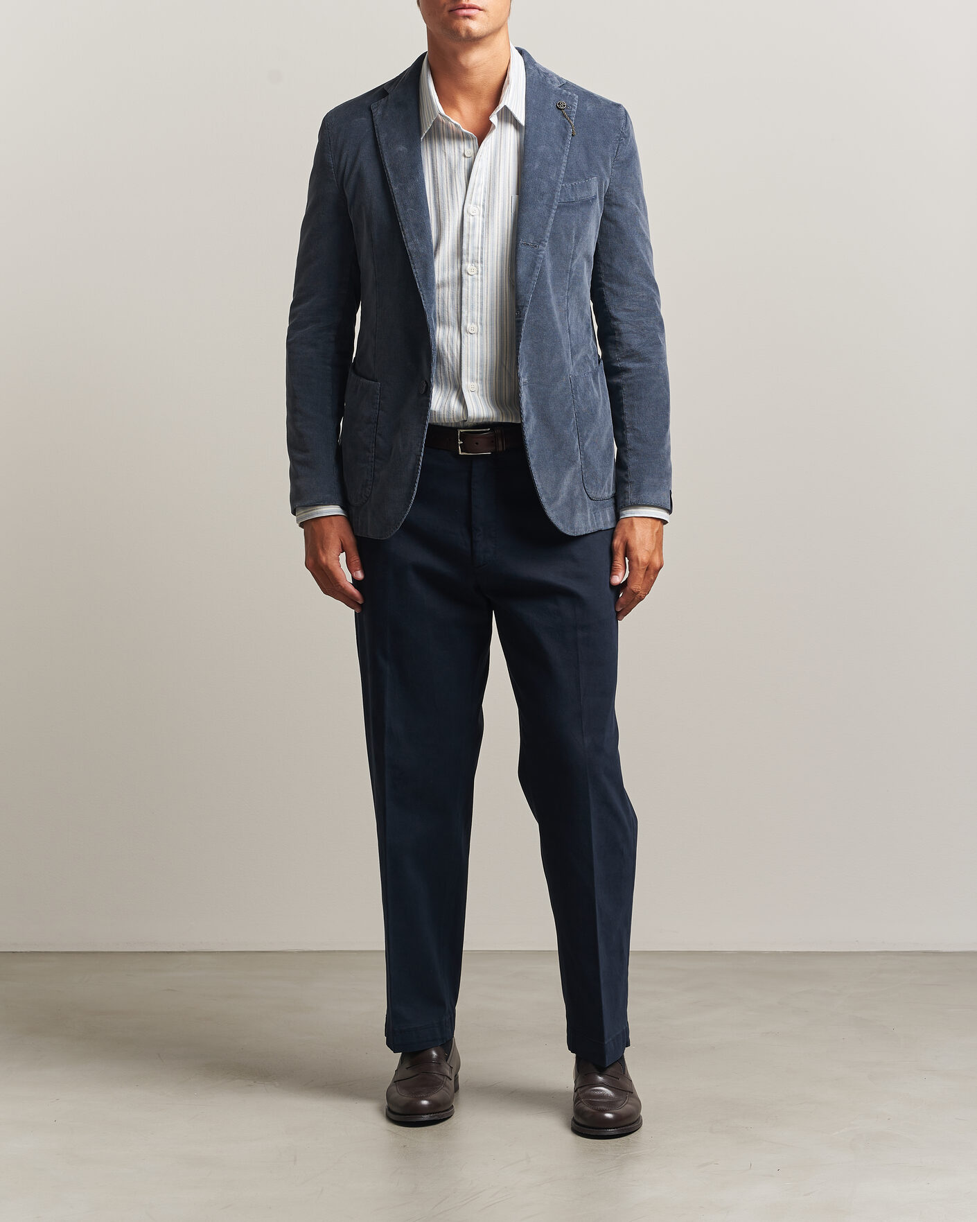 Uomini | Pantaloni | Santaniello | Washed Cotton Trousers Navy