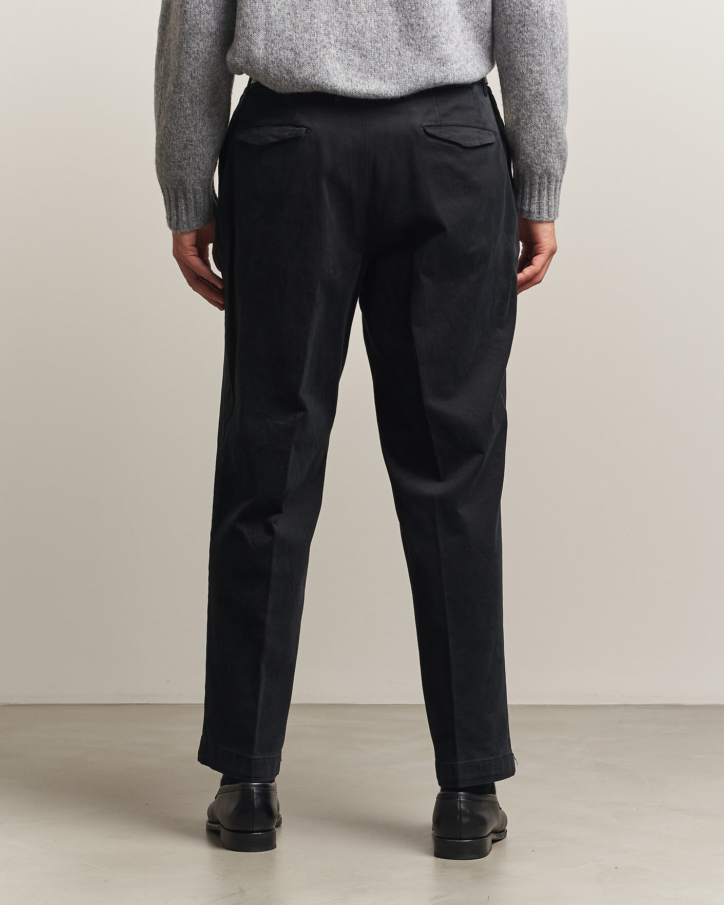Uomini | Pantaloni | Santaniello | Washed Cotton Trousers Black