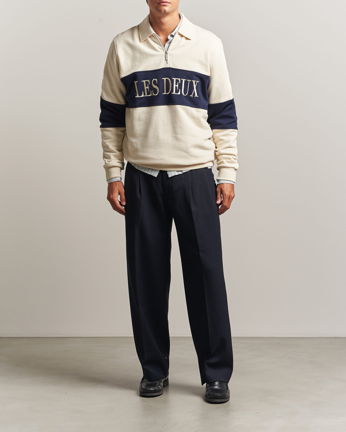 Uomini | Maglieria | LES DEUX | Zipper Rugby Sweatshirt Ivory