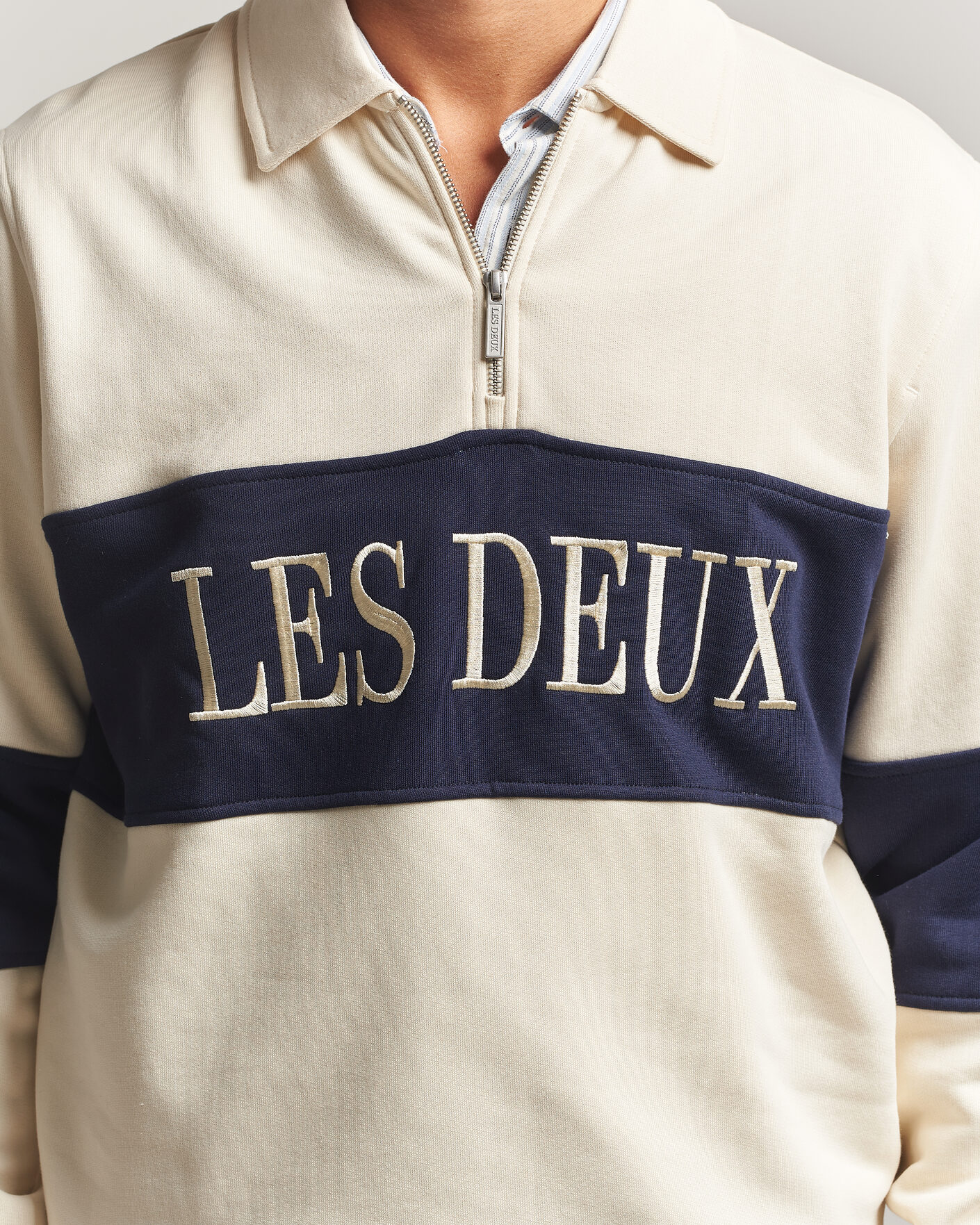 Uomini | Maglieria | LES DEUX | Zipper Rugby Sweatshirt Ivory