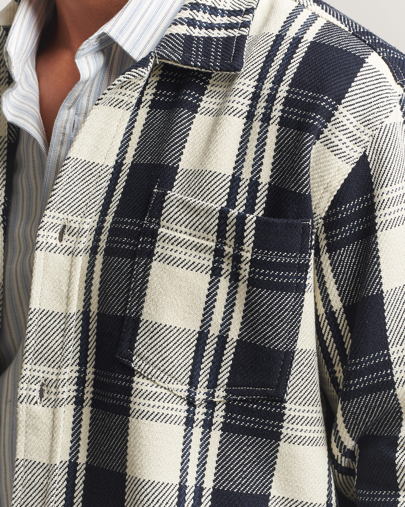 Uomini | Camicie | LES DEUX | Structured Check Overshirt Dark Navy