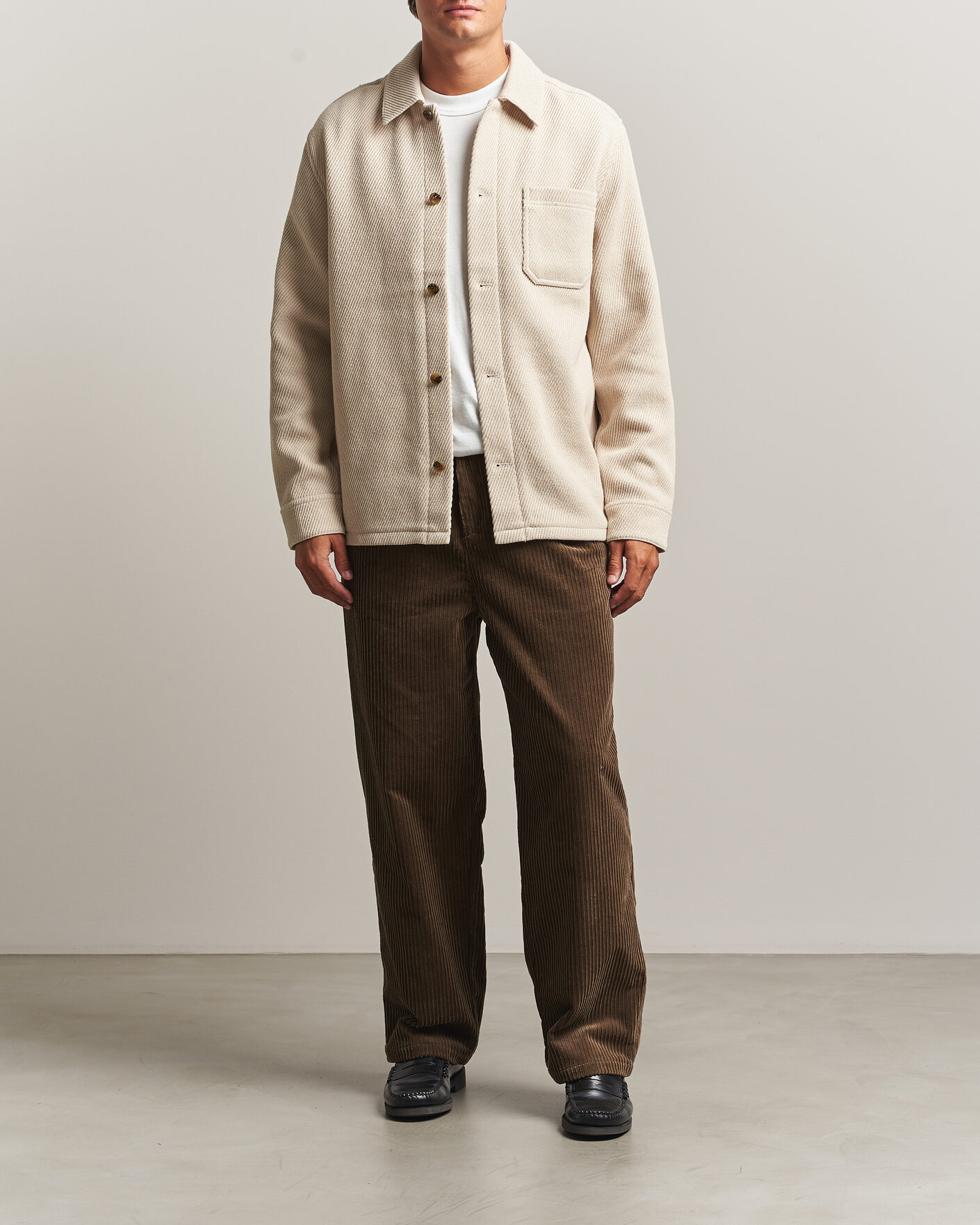 Uomini | Camicie | LES DEUX | Twill Wool Overshirt Ivory