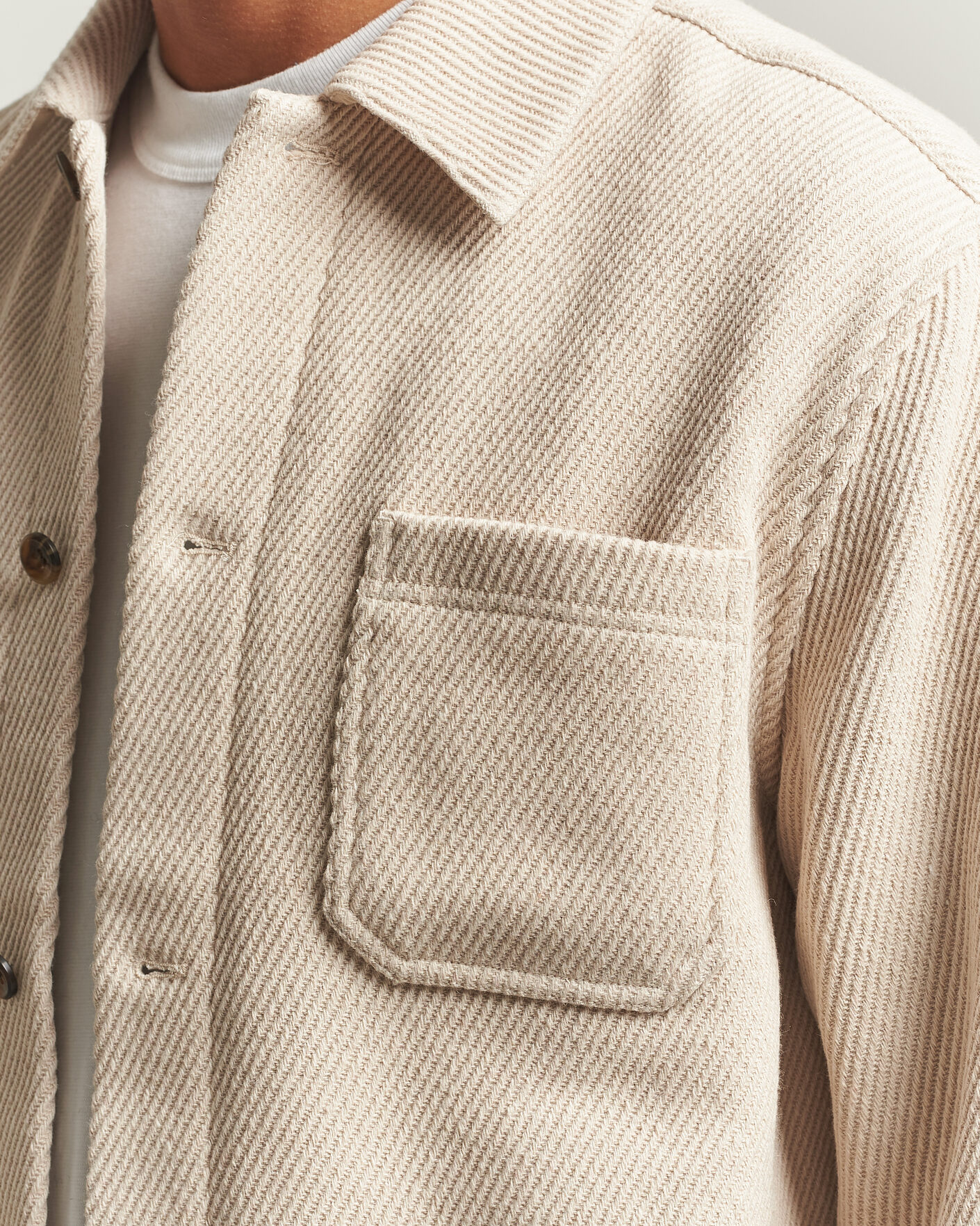 Uomini | Camicie | LES DEUX | Twill Wool Overshirt Ivory