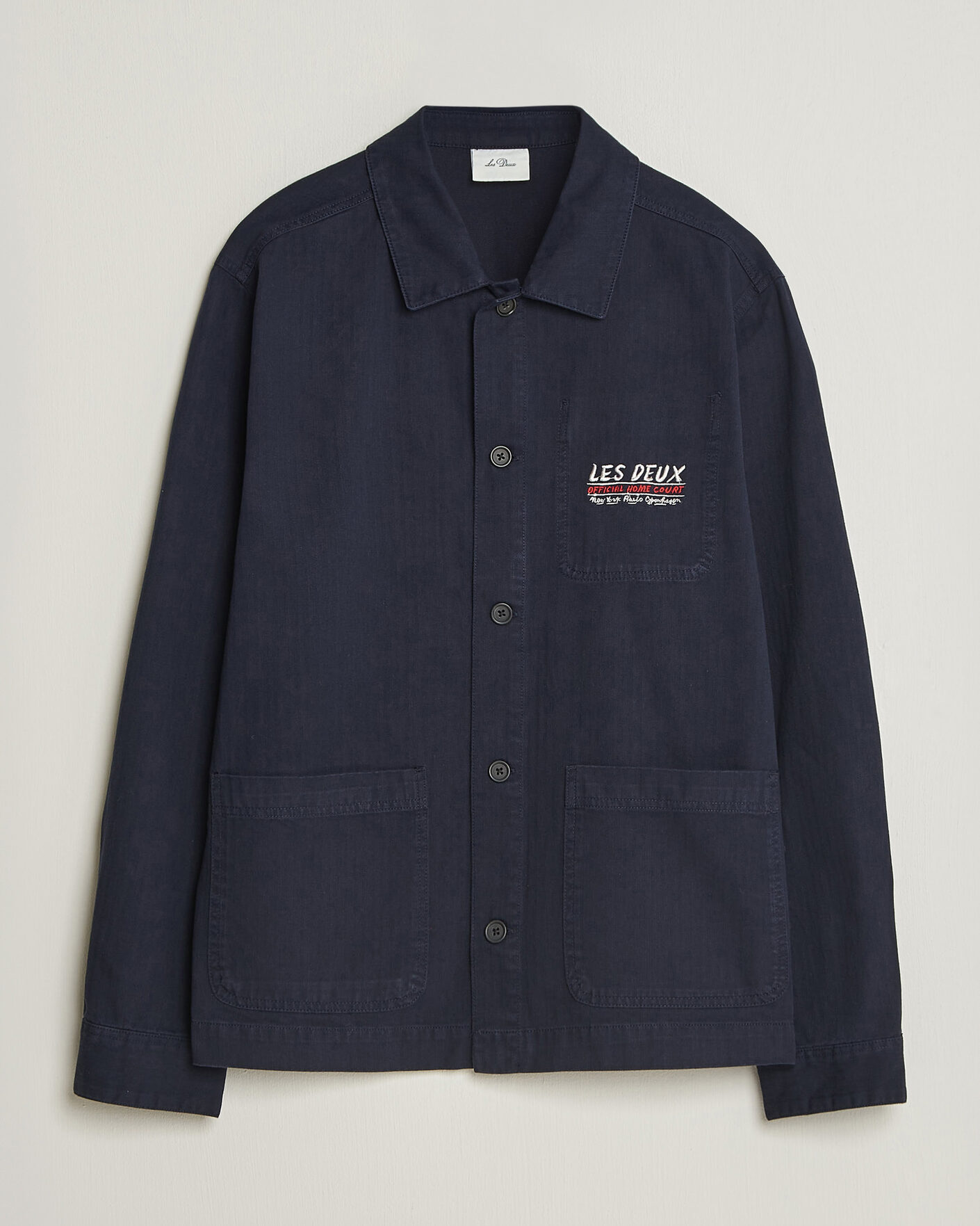 Uomini | Camicie | LES DEUX | Herringbone Artist Overshirt Dark Navy