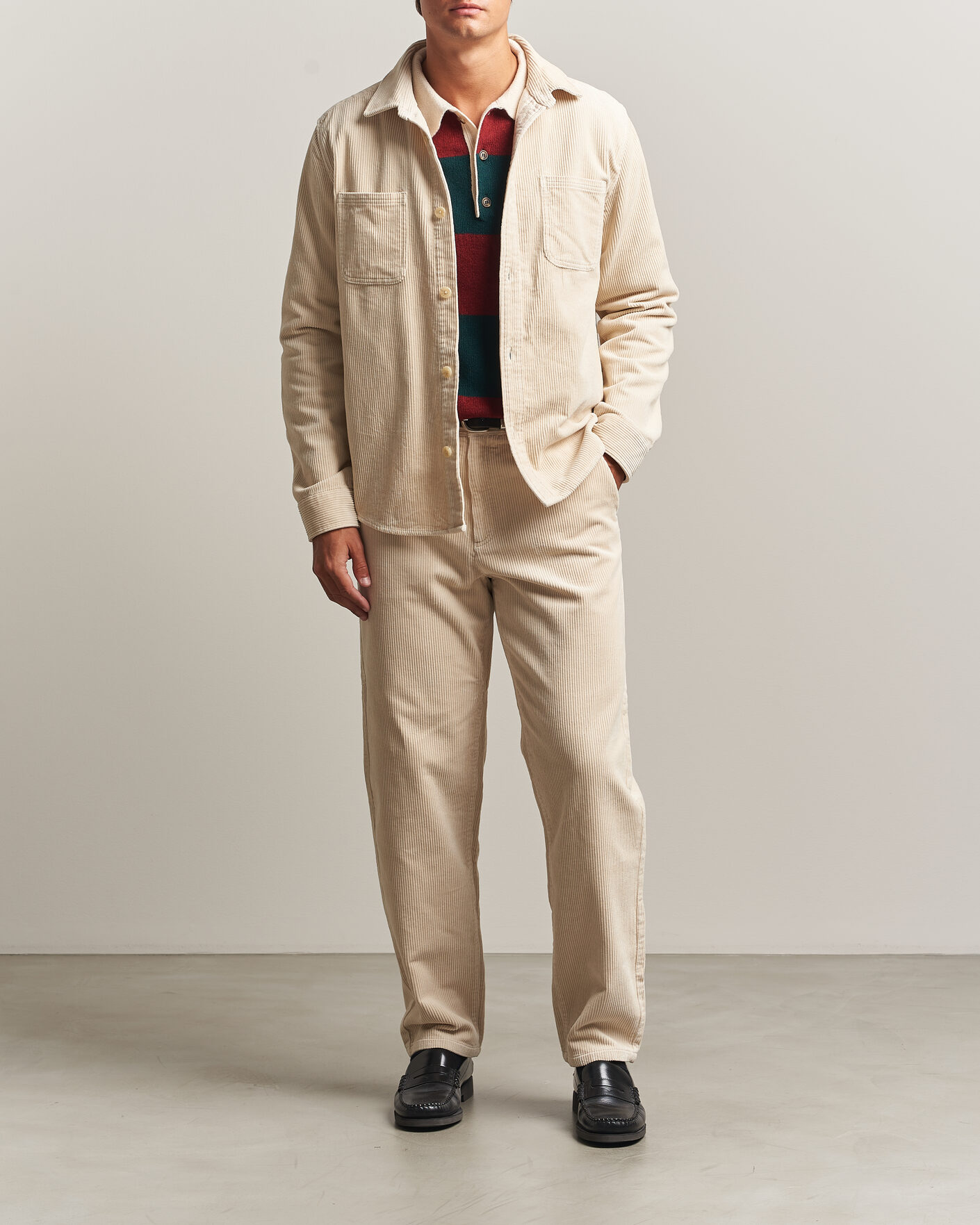 Uomini | Pantaloni | LES DEUX | Corduroy Tapered Pants Ivory