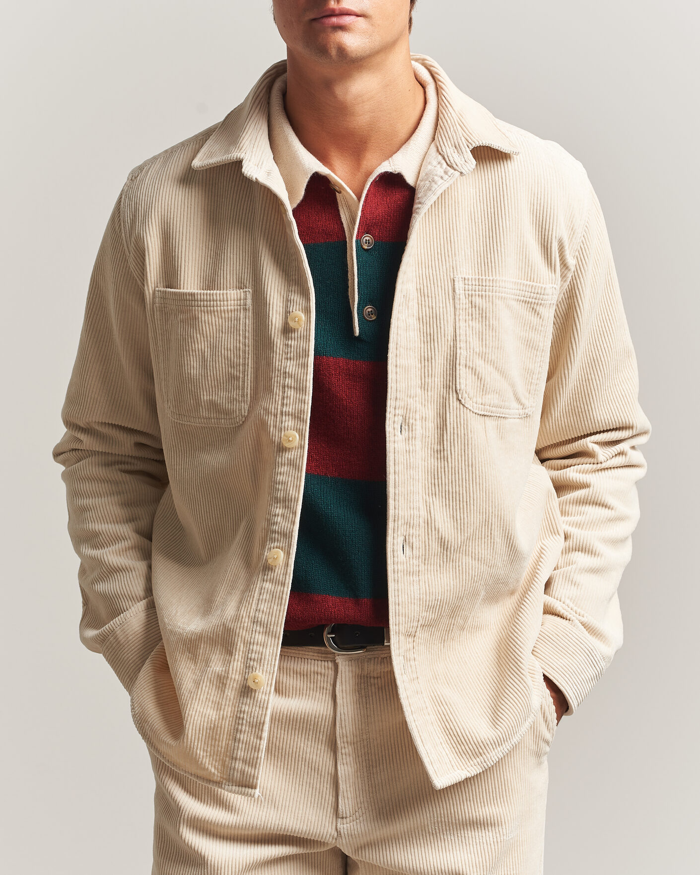 Uomini | Camicie | LES DEUX | Corduroy Overshirt Ivory