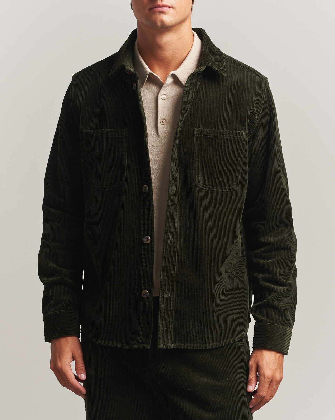 Uomini | Camicie | LES DEUX | Corduroy Overshirt Rosin Green