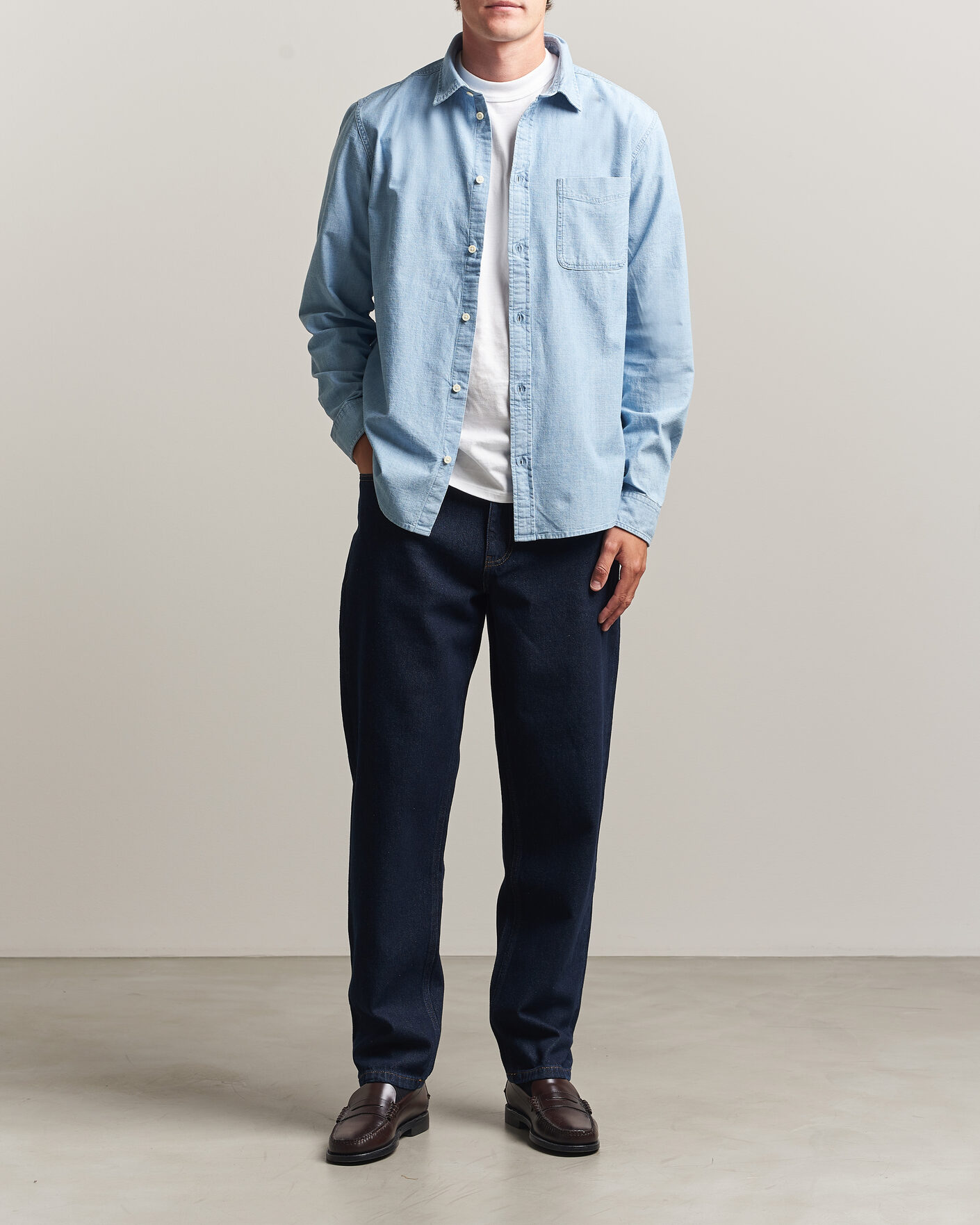 Uomini | Camicie | LES DEUX | Chambray Shirt Light Blue Wash