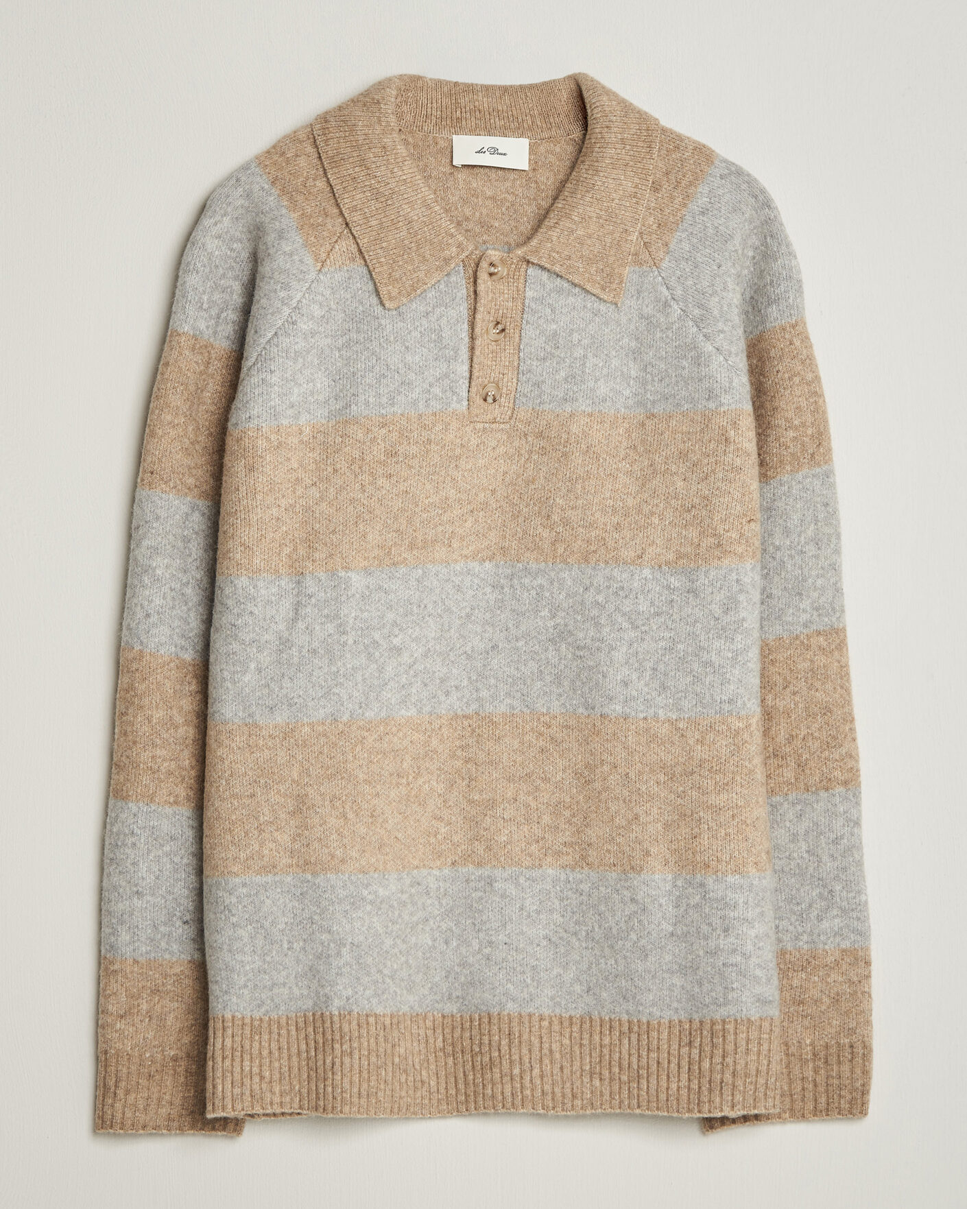 Uomini | Maglieria | LES DEUX | Striped Melange Knit Polo Light Sand Melange