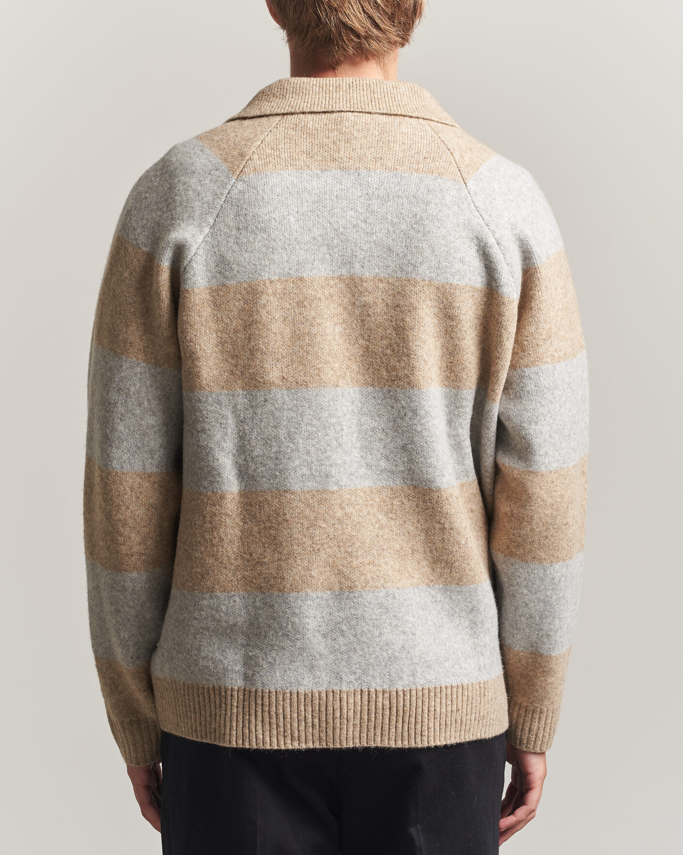 Uomini | Maglieria | LES DEUX | Striped Melange Knit Polo Light Sand Melange