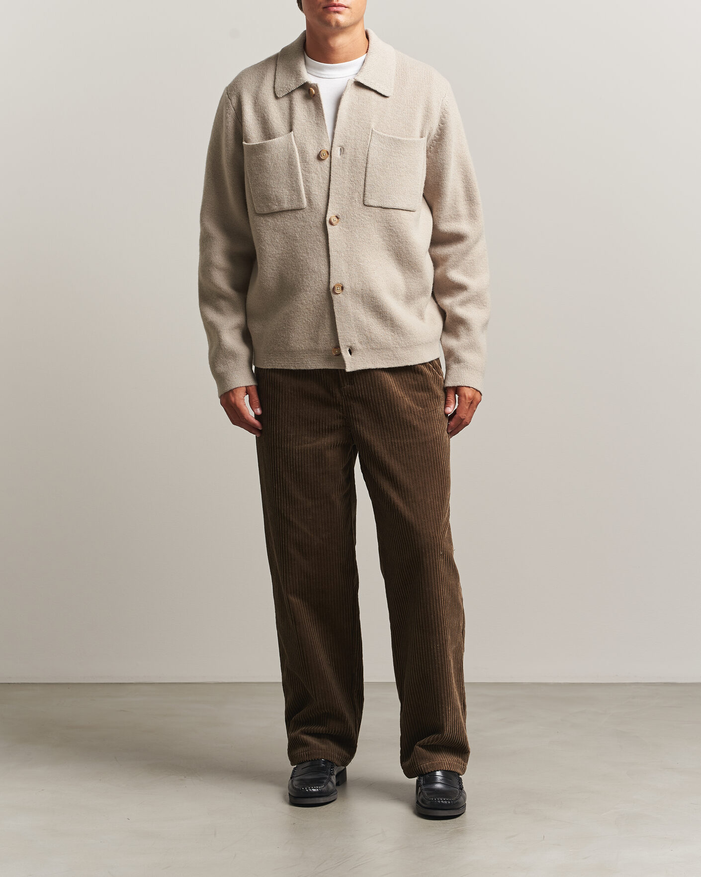 Uomini | Maglieria | LES DEUX | Milano Knit Overshirt Light Sand