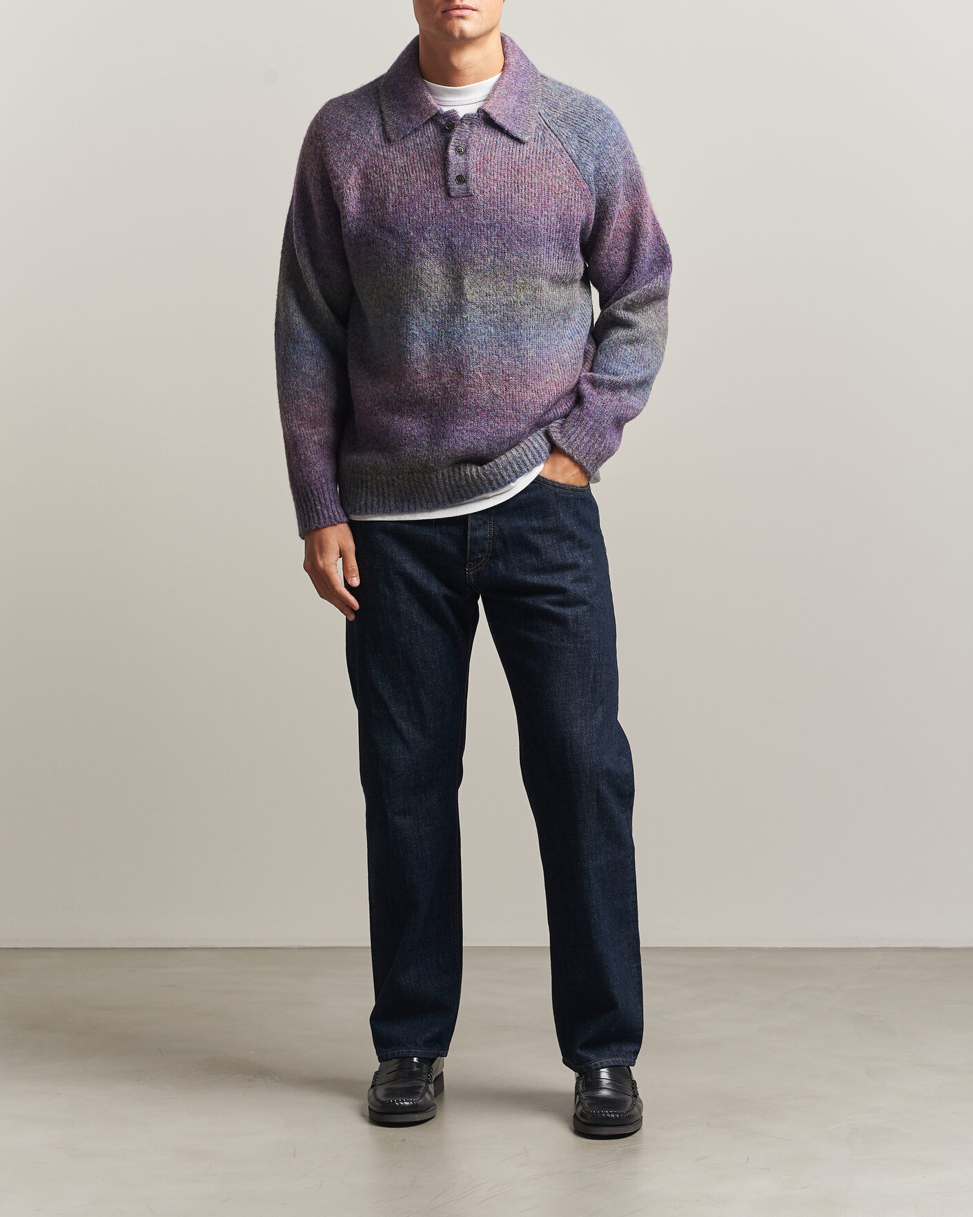 Uomini | Maglieria | LES DEUX | Gradient Knitted Polo Spiced Plum