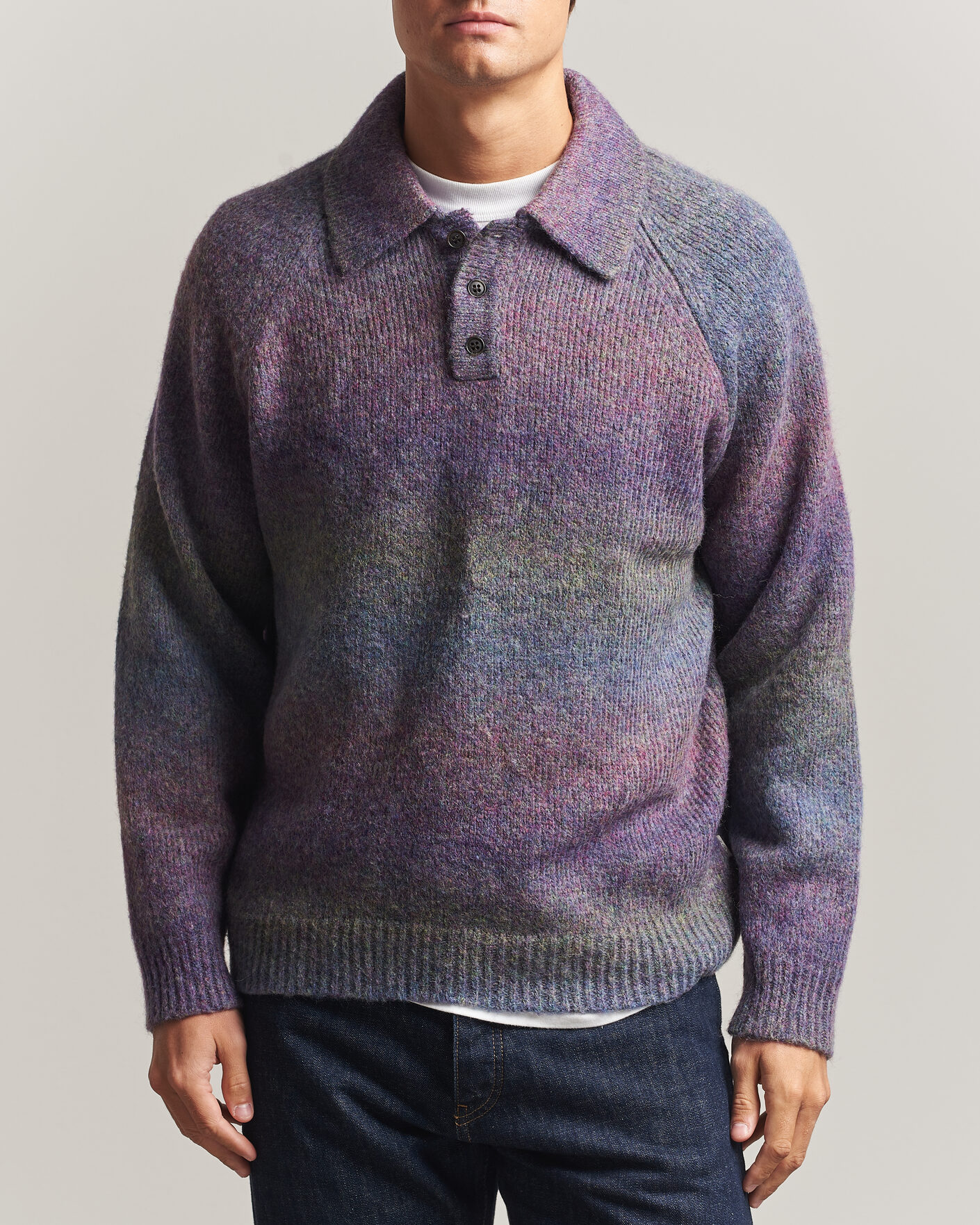 Uomini | Maglieria | LES DEUX | Gradient Knitted Polo Spiced Plum