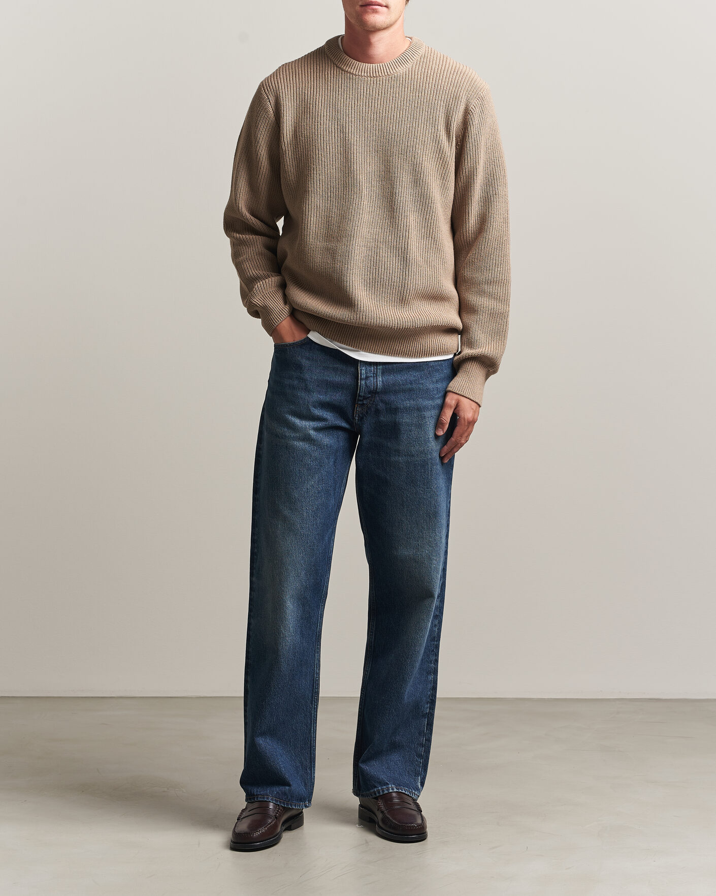 Uomini | Maglieria | LES DEUX | Rib Crewneck Knit Dark Sand