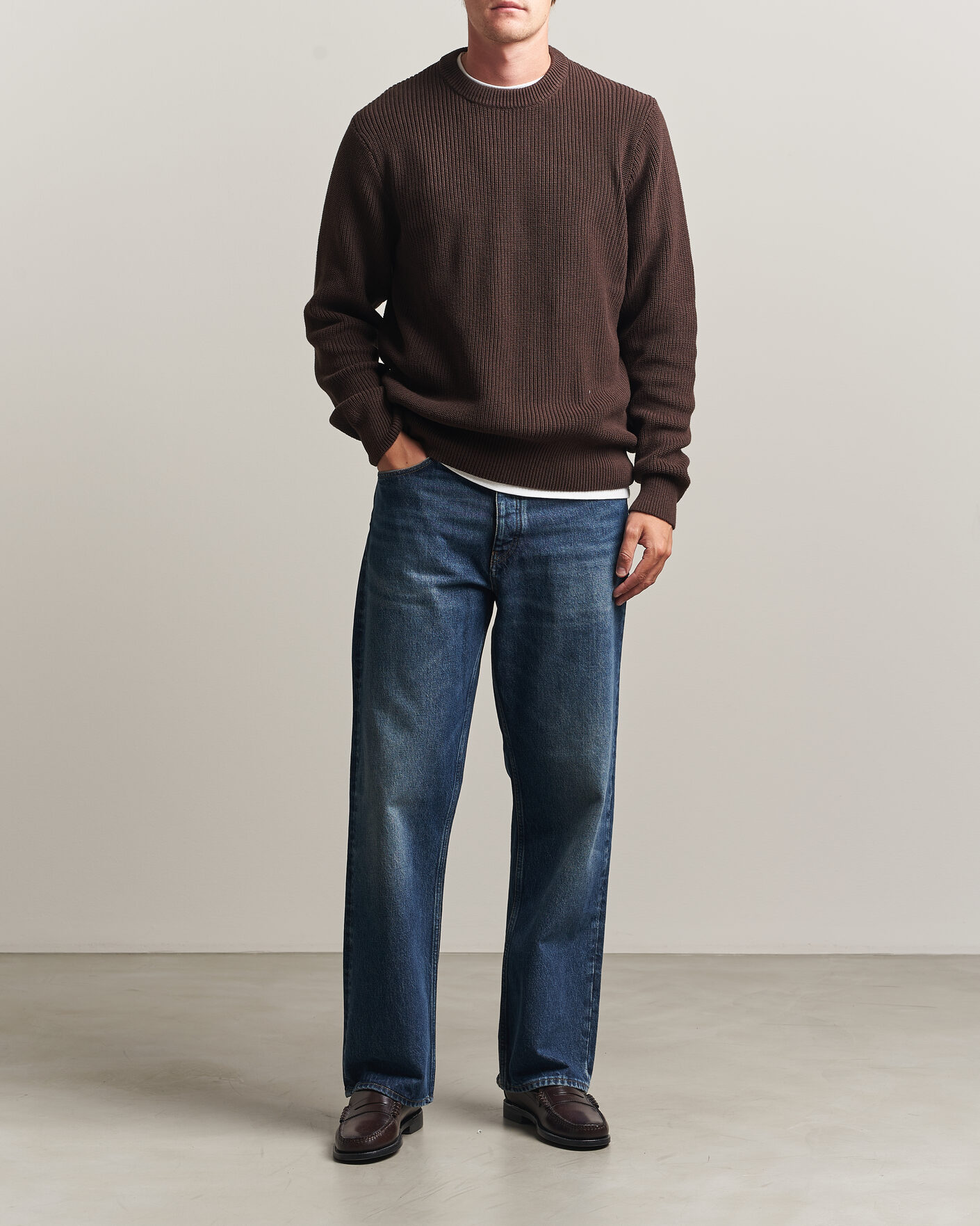 Uomini | Maglieria | LES DEUX | Rib Crewneck Knit Molé Brown